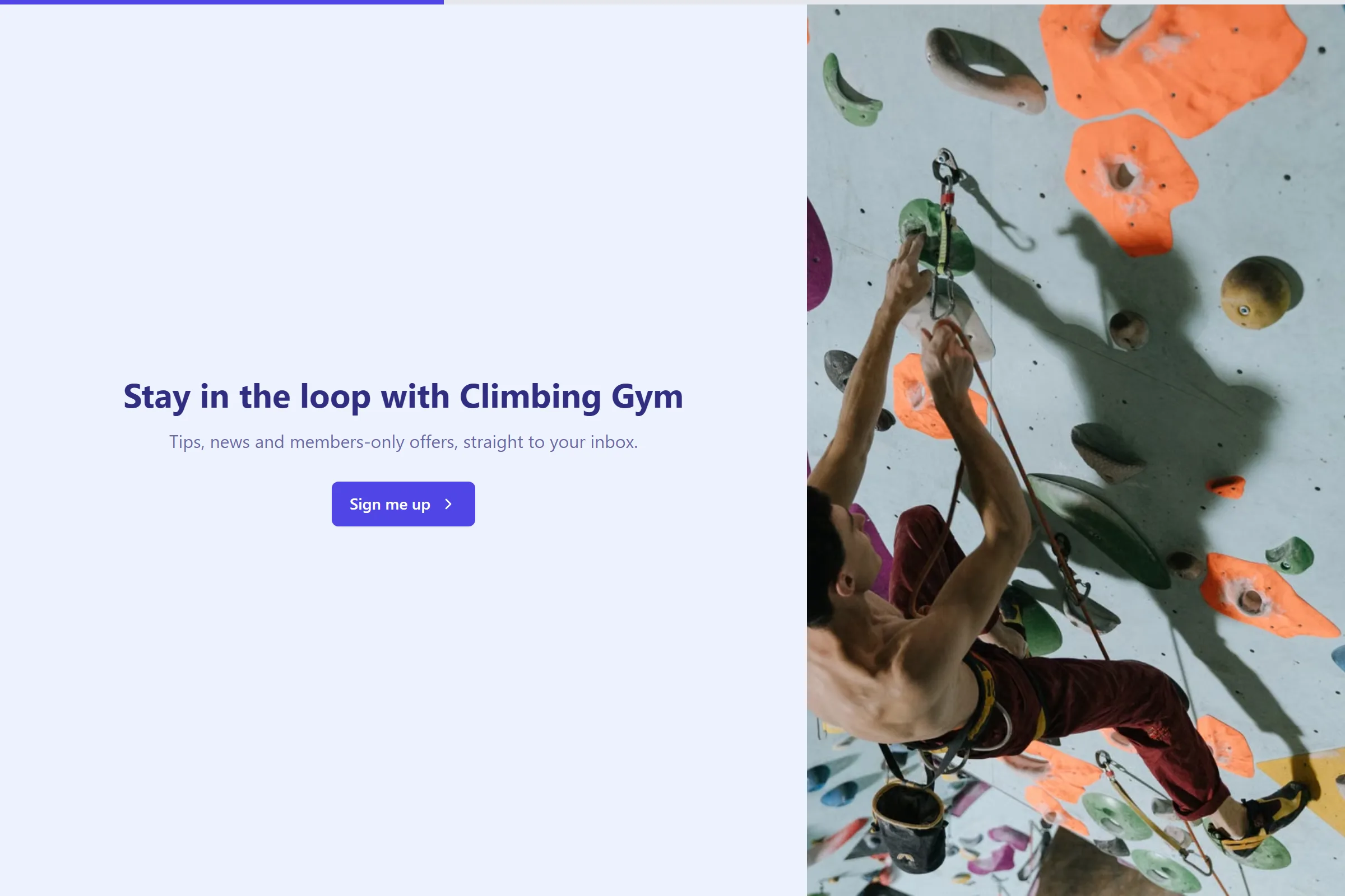 Climbing Gym Newsletter & Updates Signup template preview