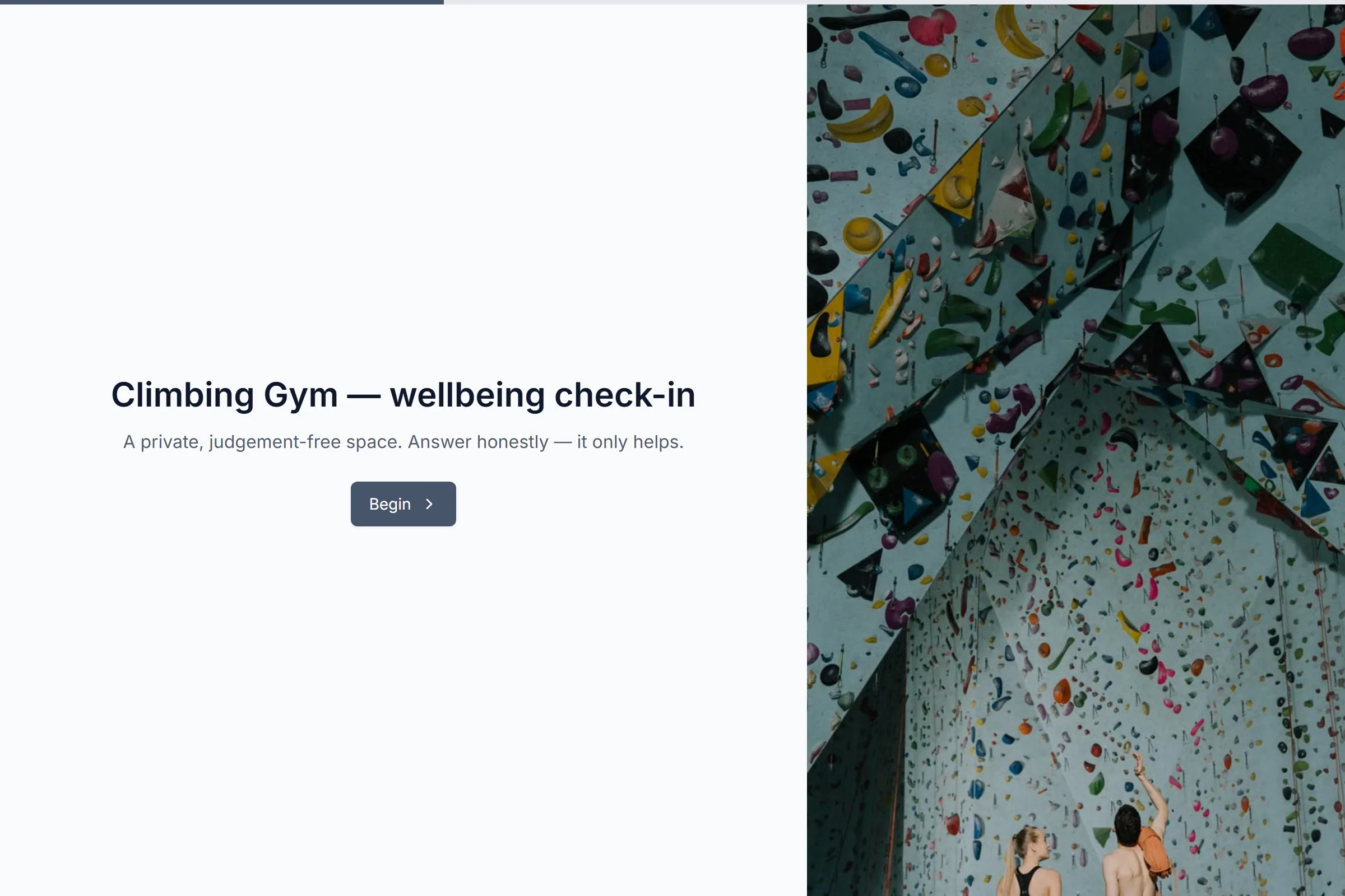 Climbing Gym Wellbeing Check-in template preview