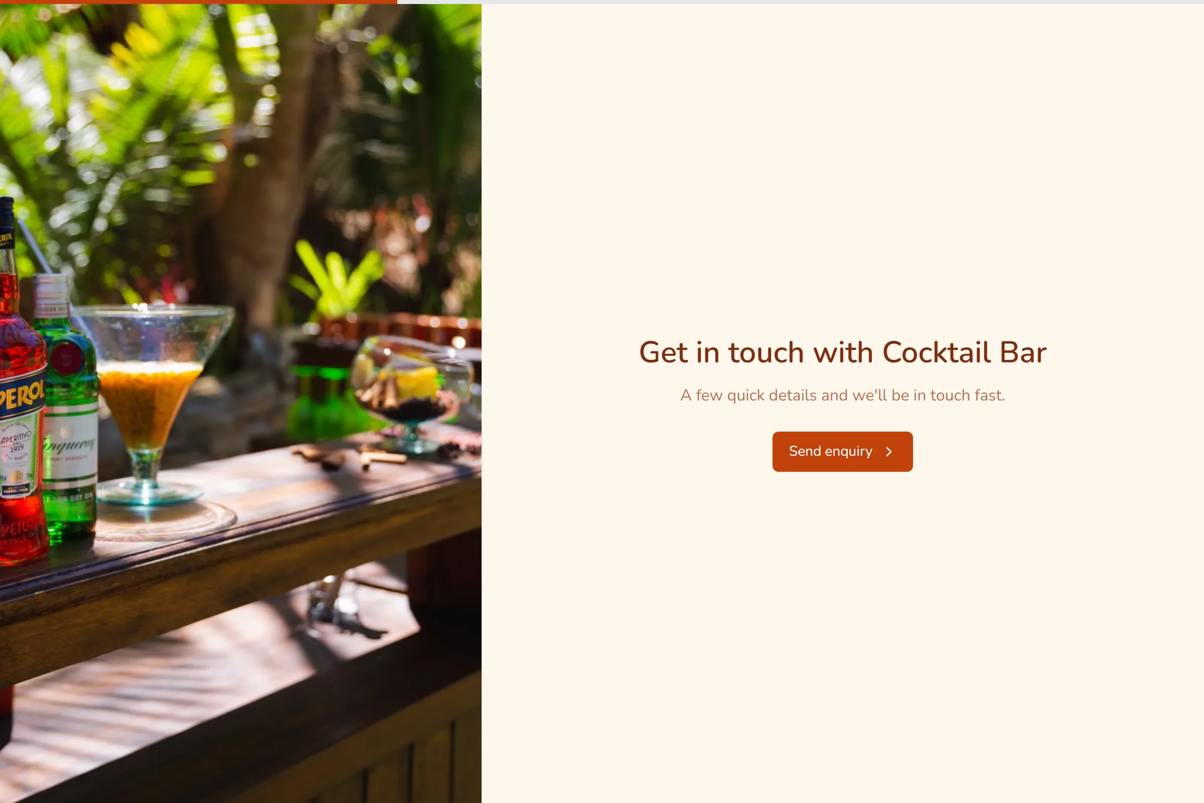 Cocktail Bar Enquiry template preview