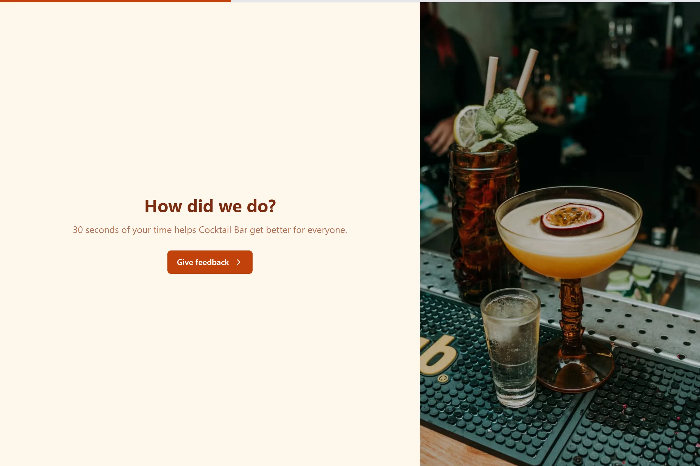 Cocktail Bar Quick Feedback template preview