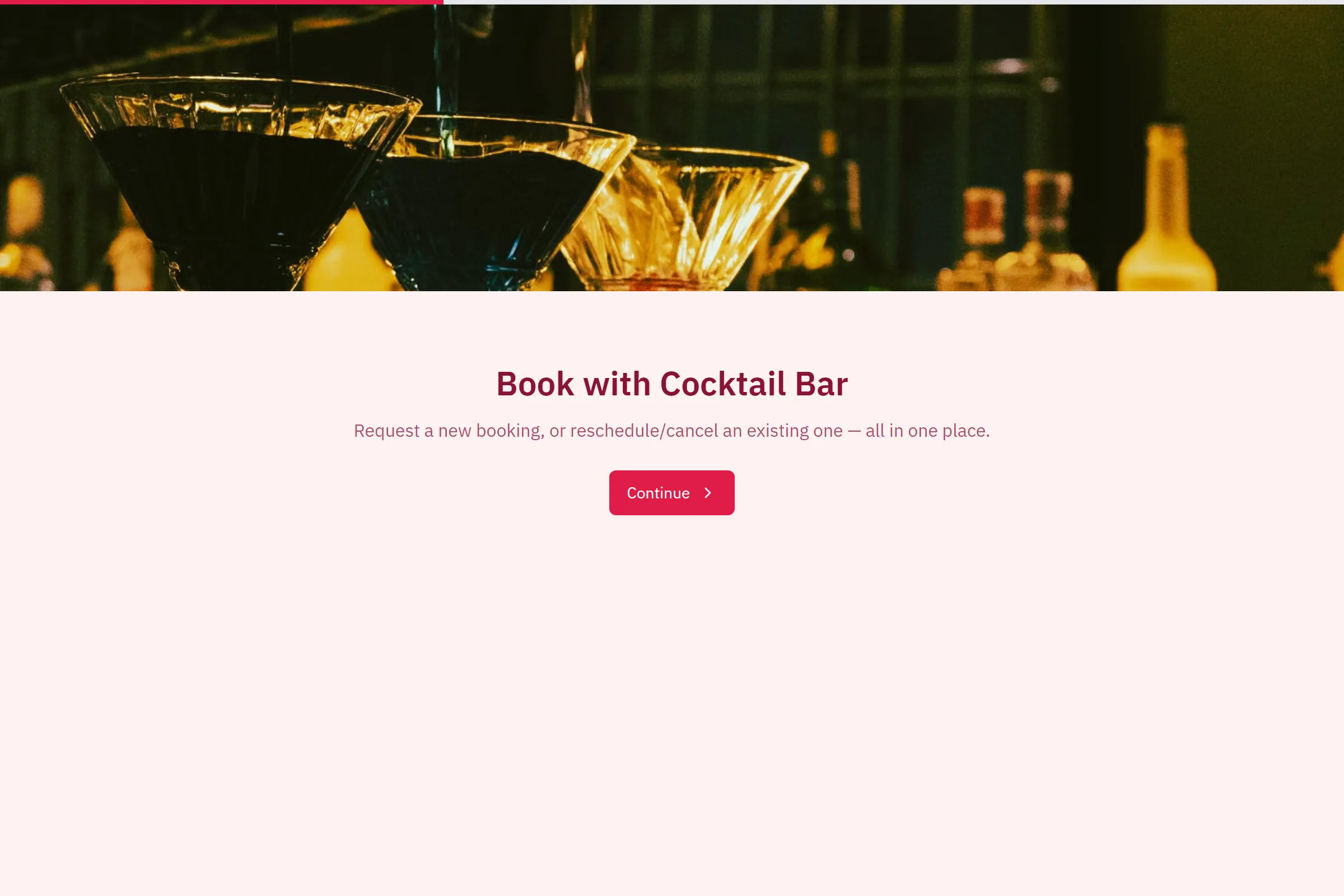 Cocktail Bar Tasting Booking template preview