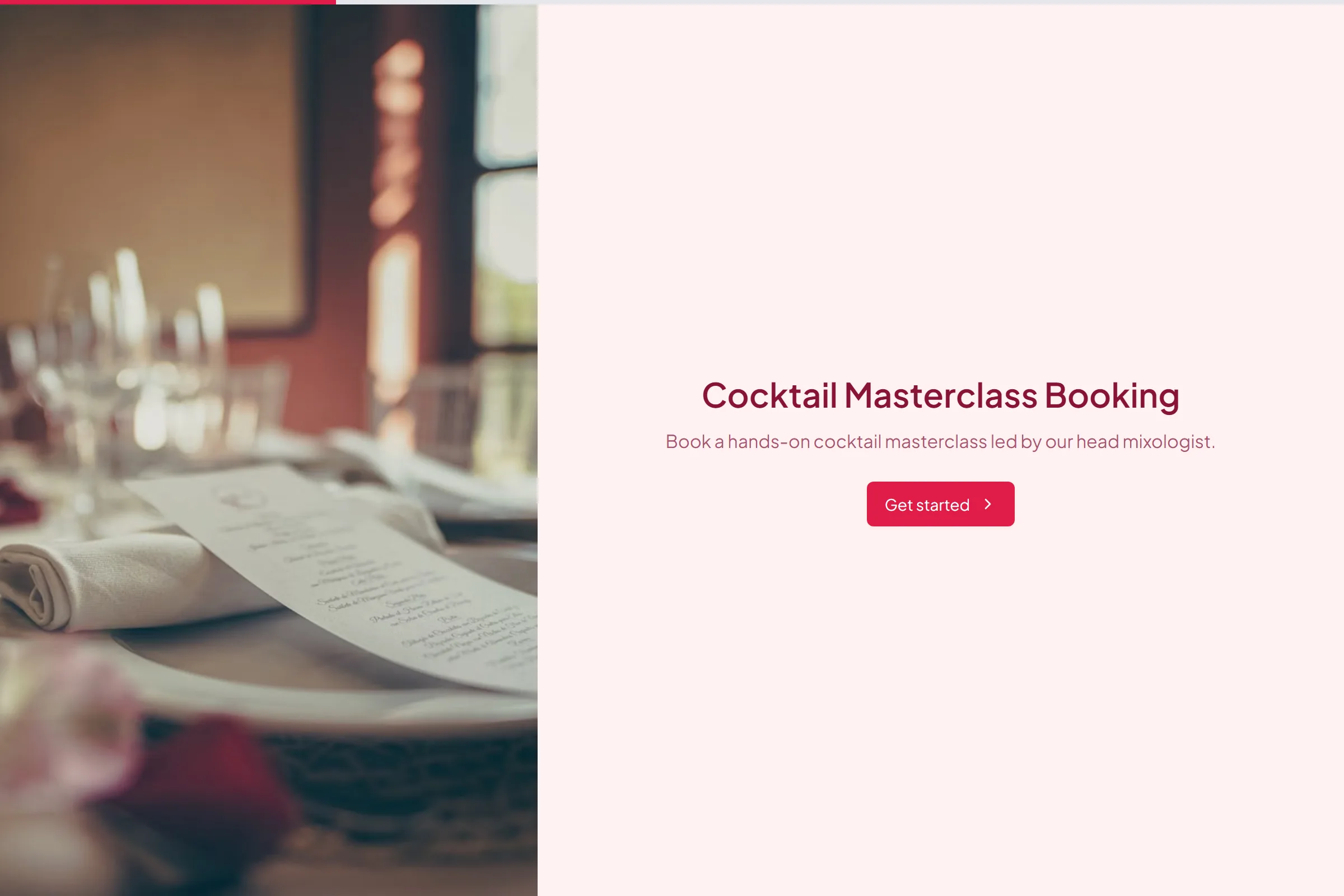 Cocktail Masterclass Booking template preview