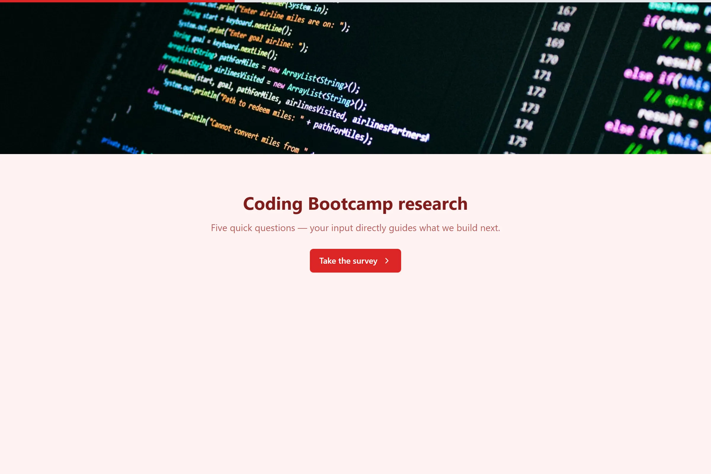 Coding Bootcamp Market Research Survey template preview