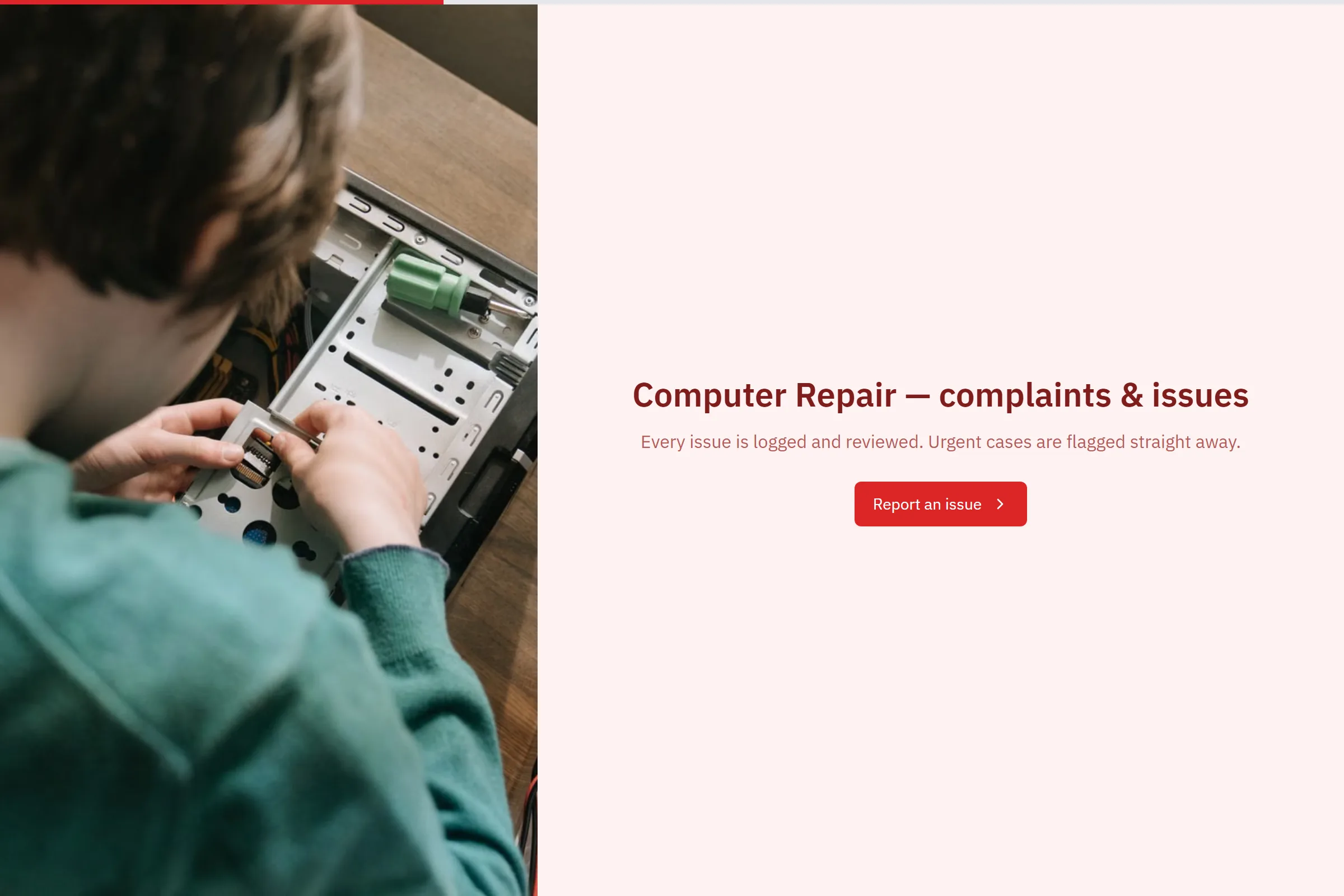 Computer Repair Complaint / Issue Form template preview