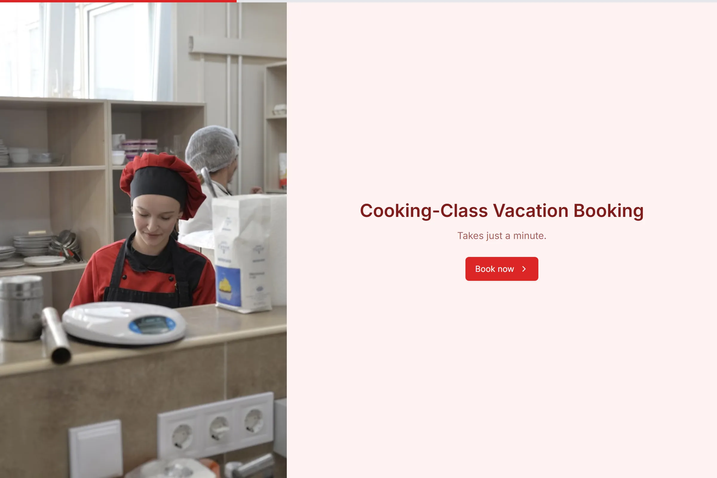 Cooking-Class Vacation Booking template preview