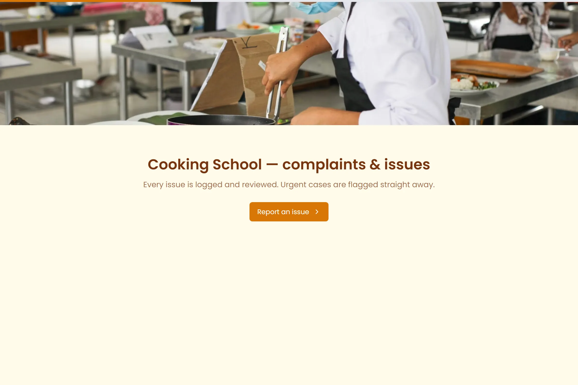 Cooking School Complaint / Issue Form template preview