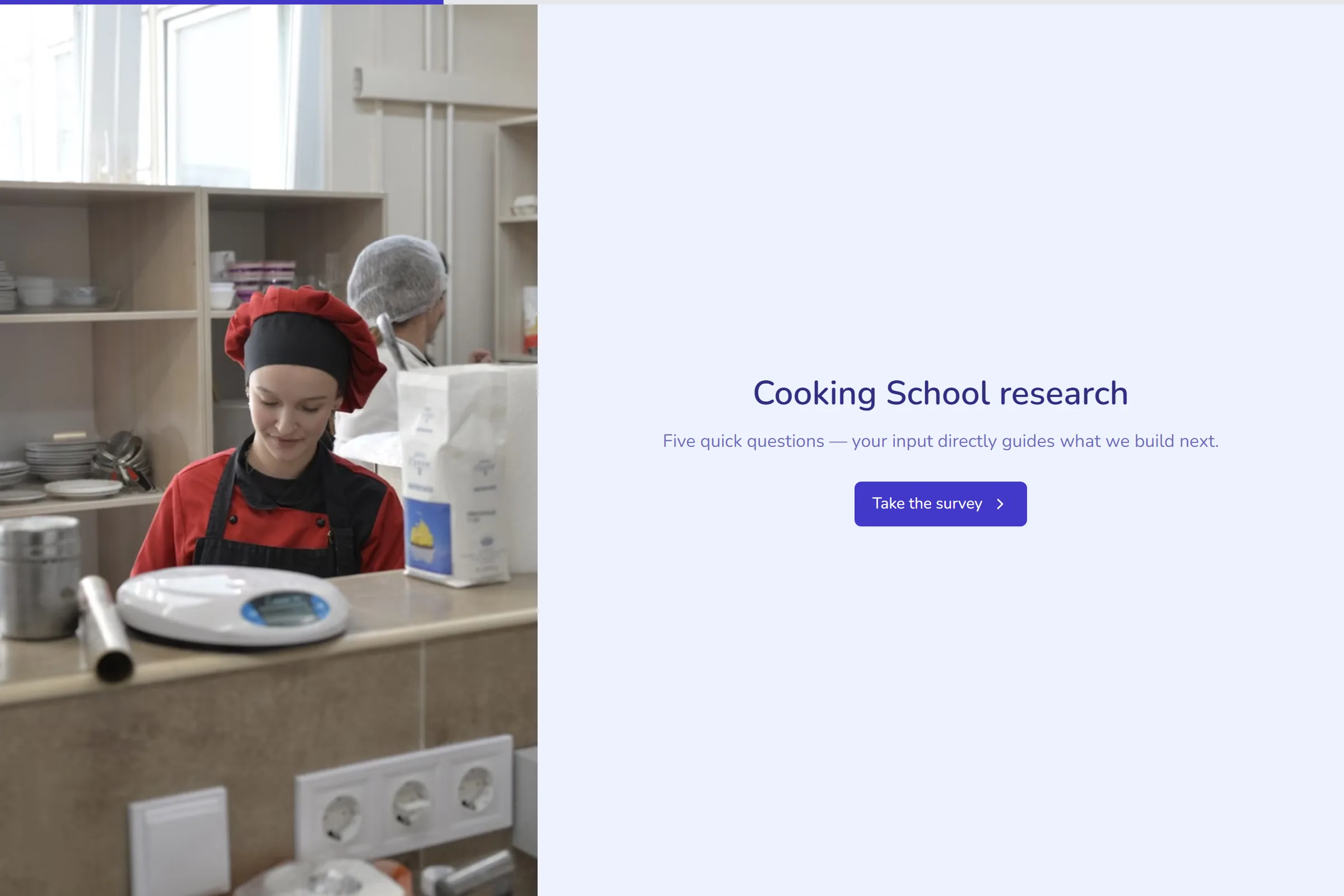 Cooking School Market Research Survey template preview