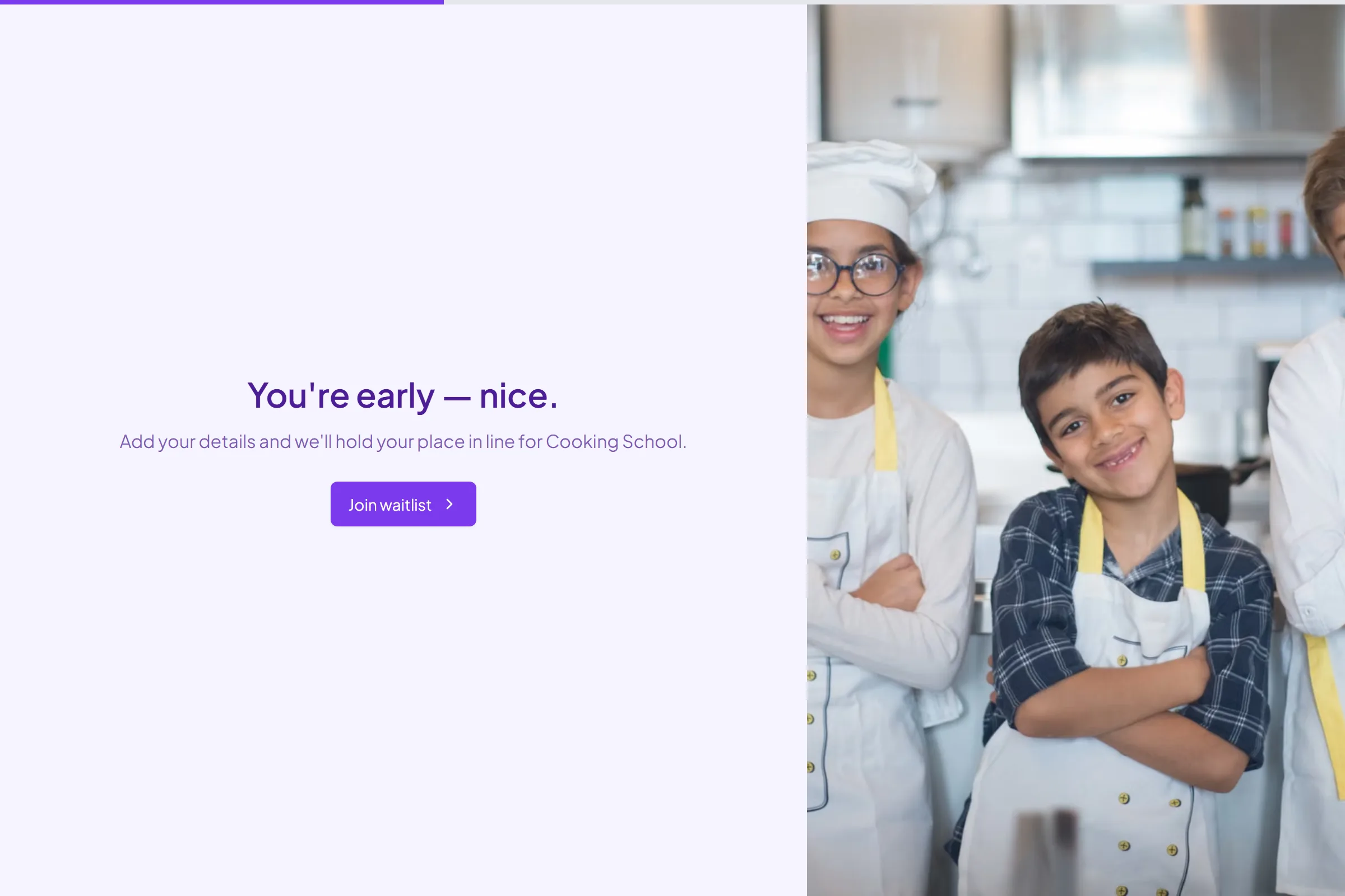 Cooking School Waitlist template preview