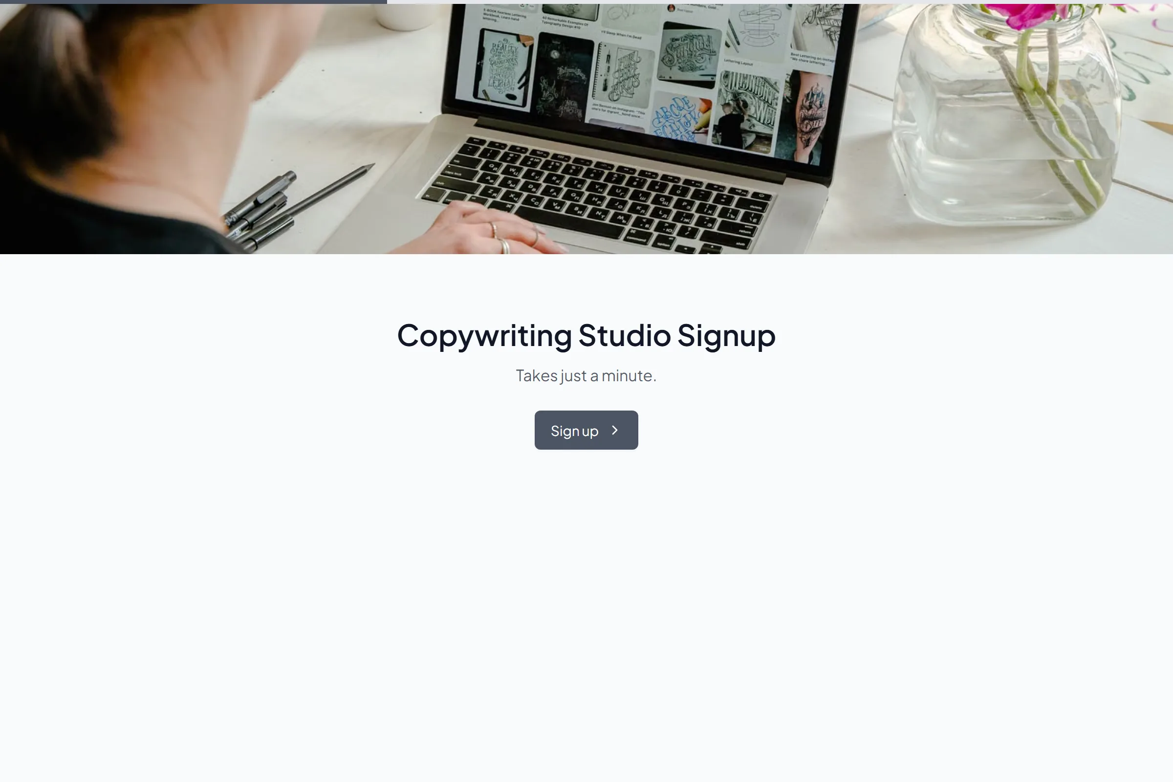 Copywriting Studio Signup template preview