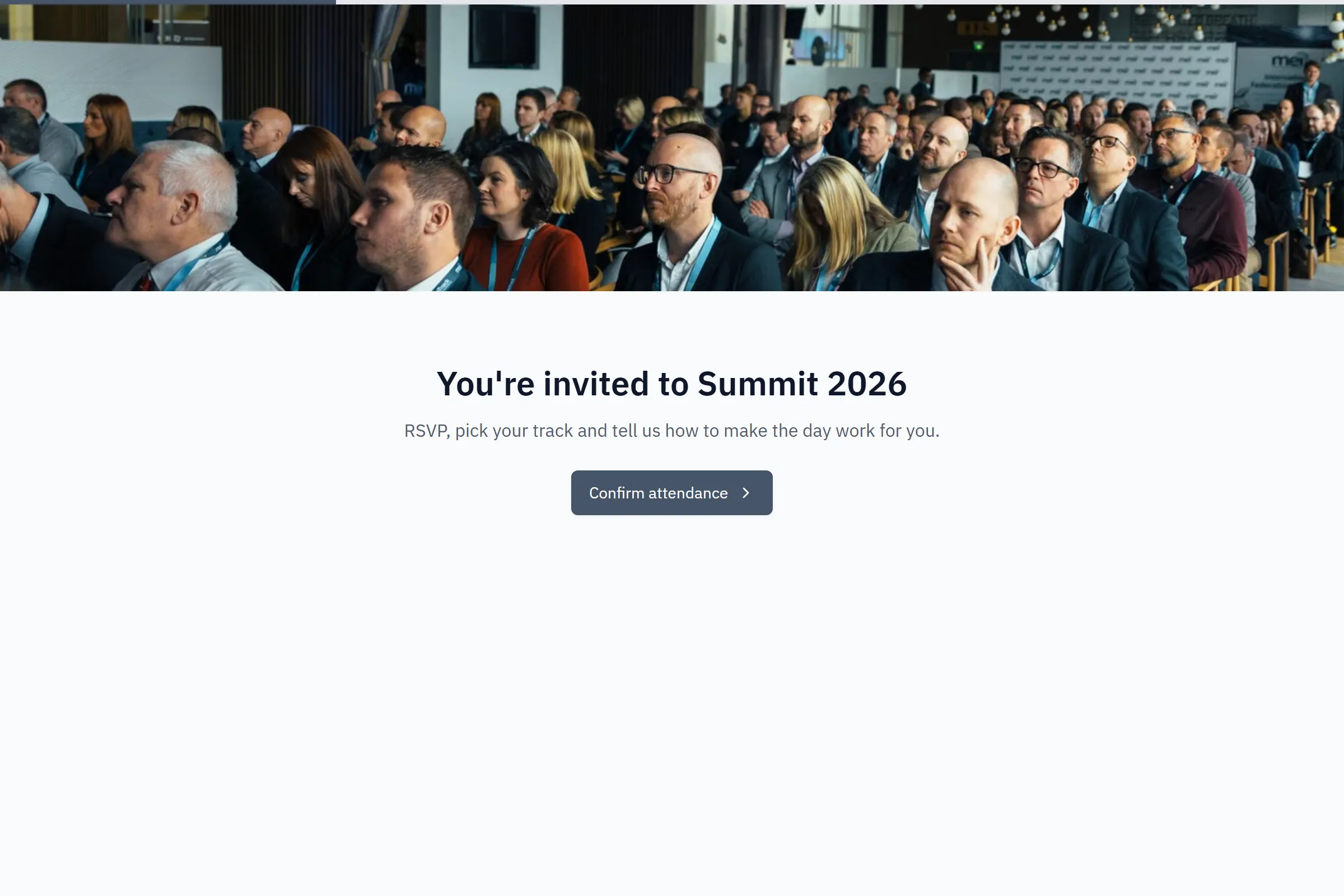 Corporate Event RSVP & Session Picker template preview