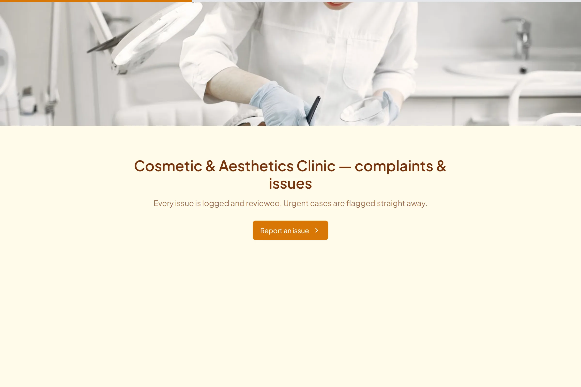 Cosmetic & Aesthetics Clinic Complaint / Issue Form template preview