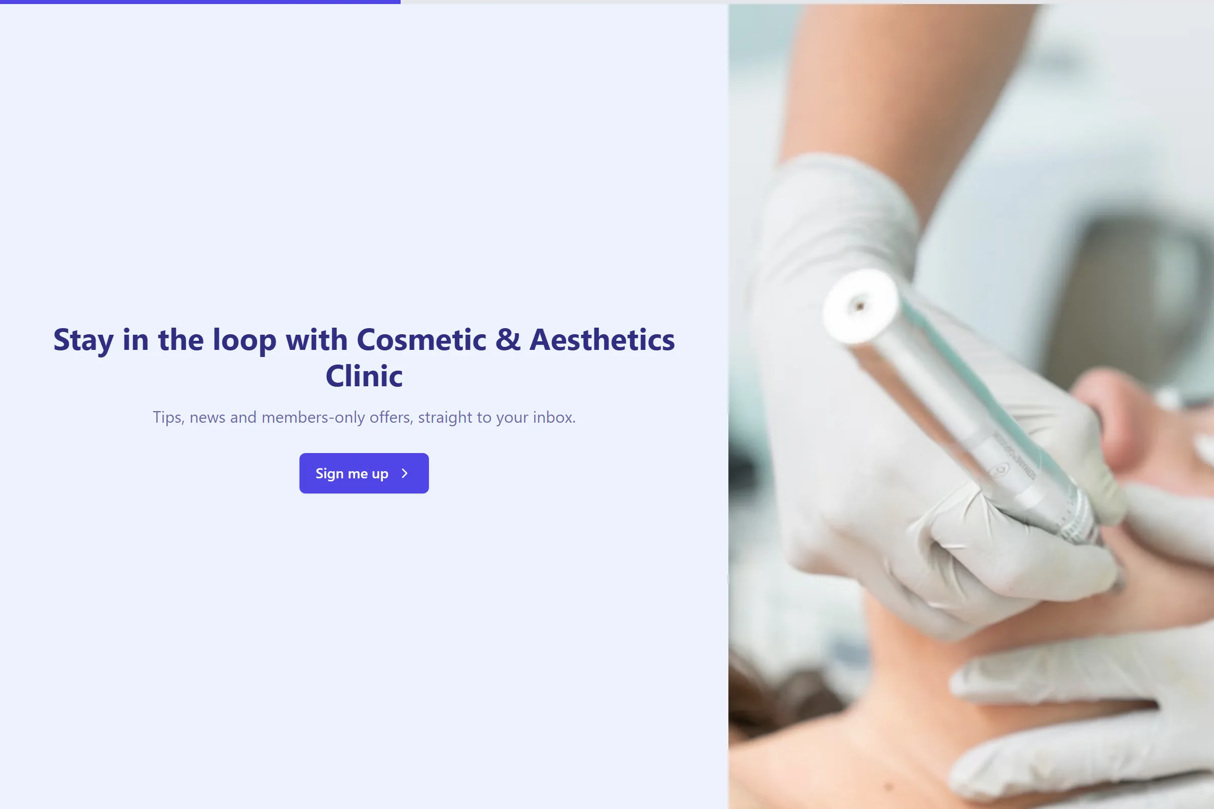 Cosmetic & Aesthetics Clinic Newsletter & Updates Signup template preview