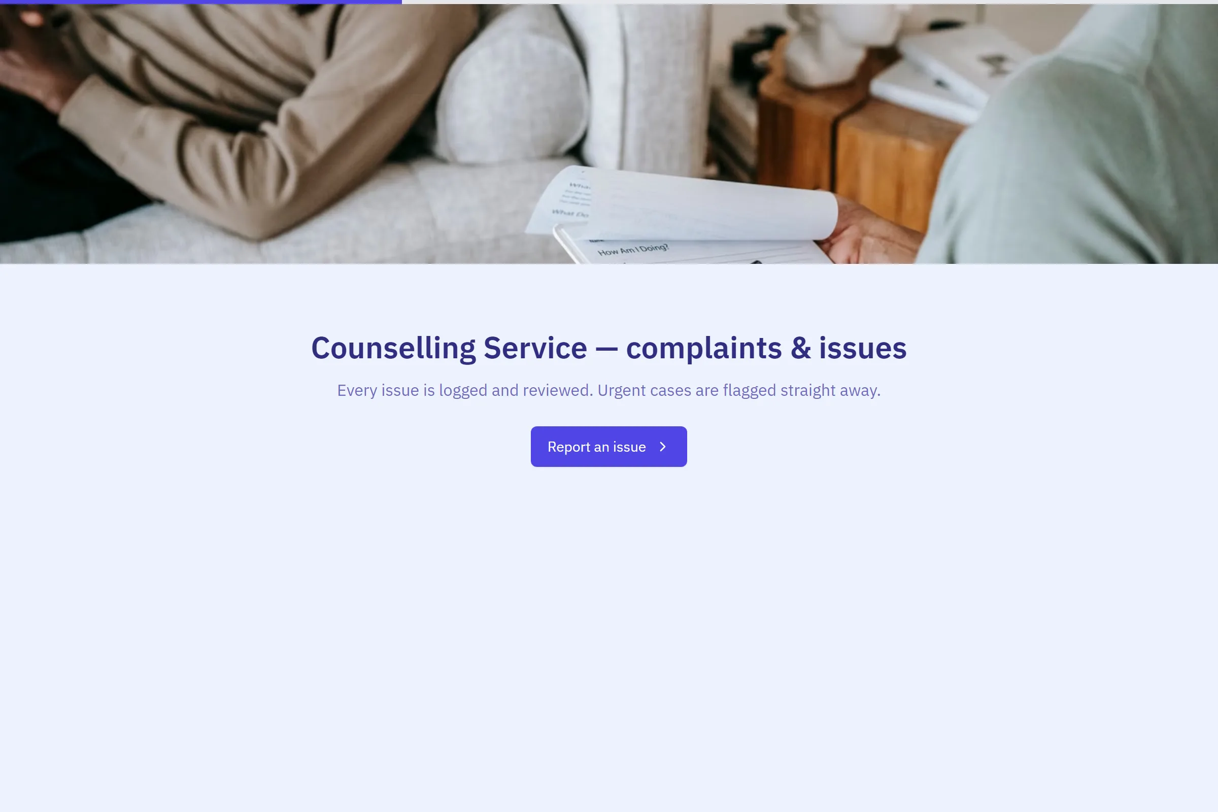 Counselling Service Complaint / Issue Form template preview