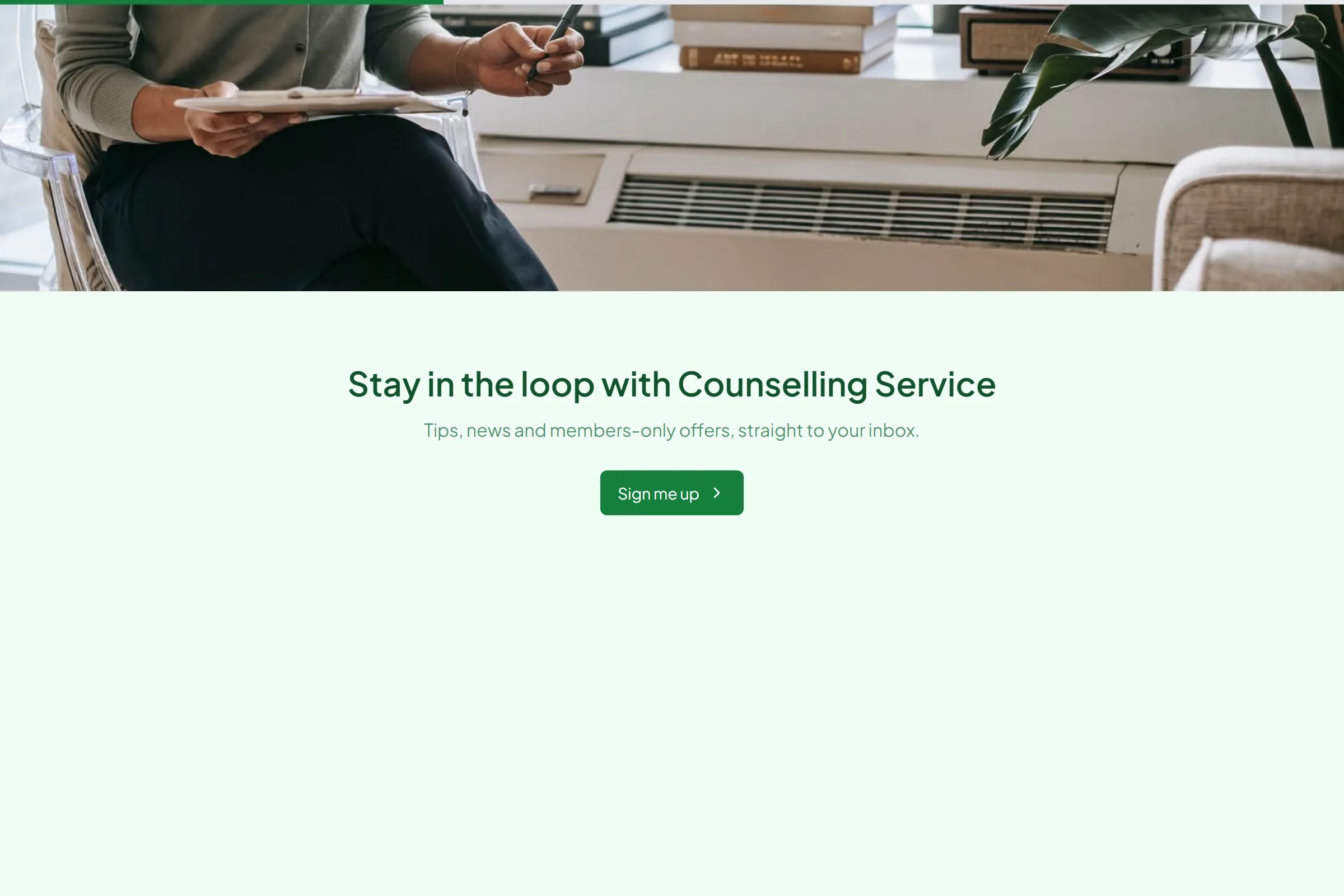 Counselling Service Newsletter & Updates Signup template preview