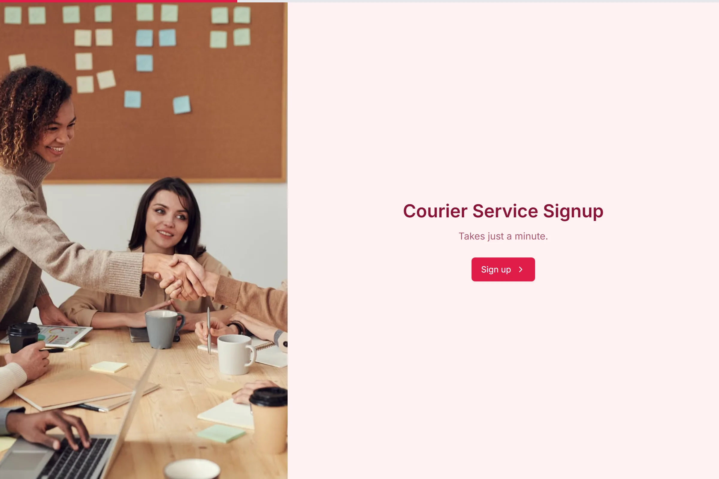 Courier Service Signup template preview