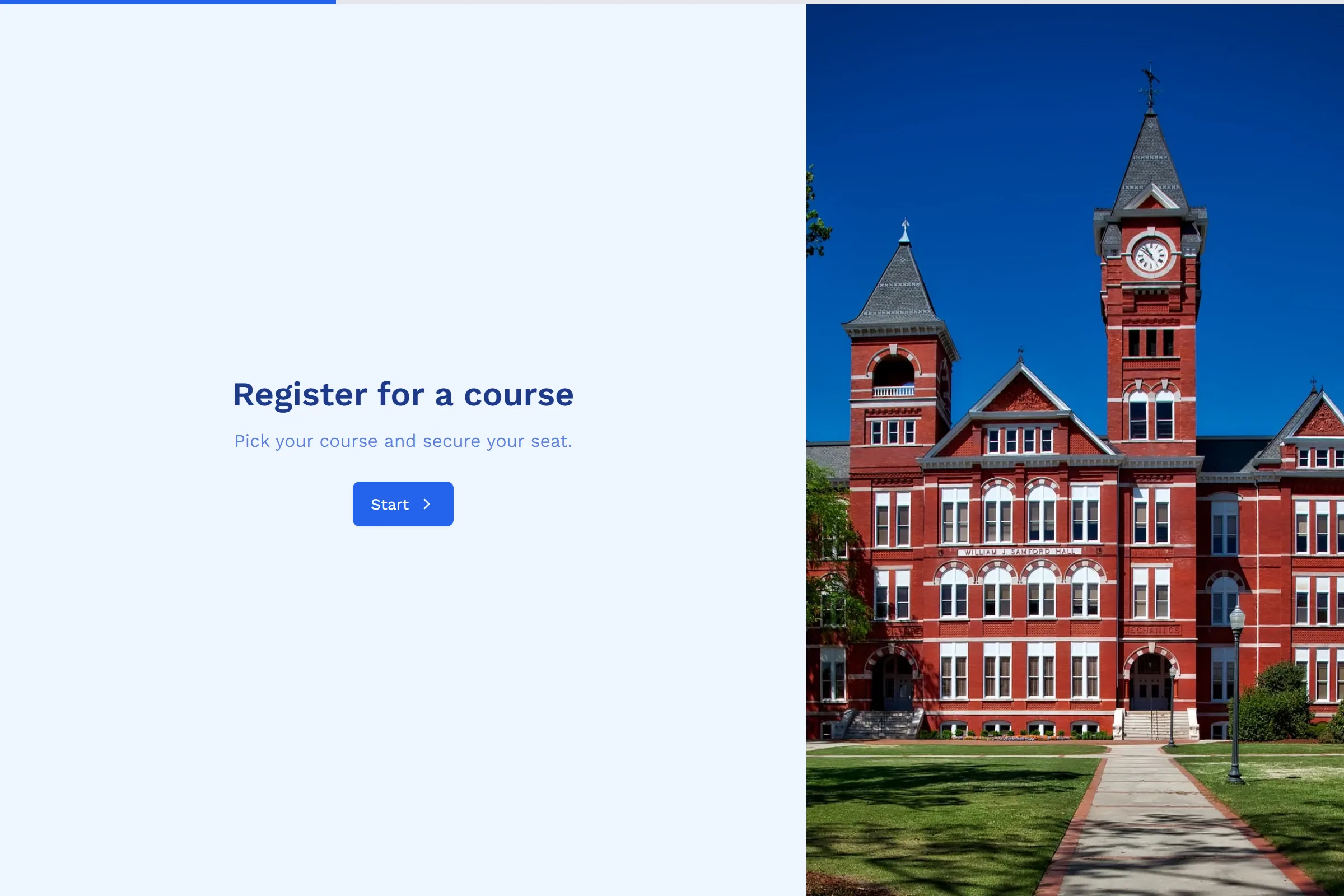 Course Registration template preview