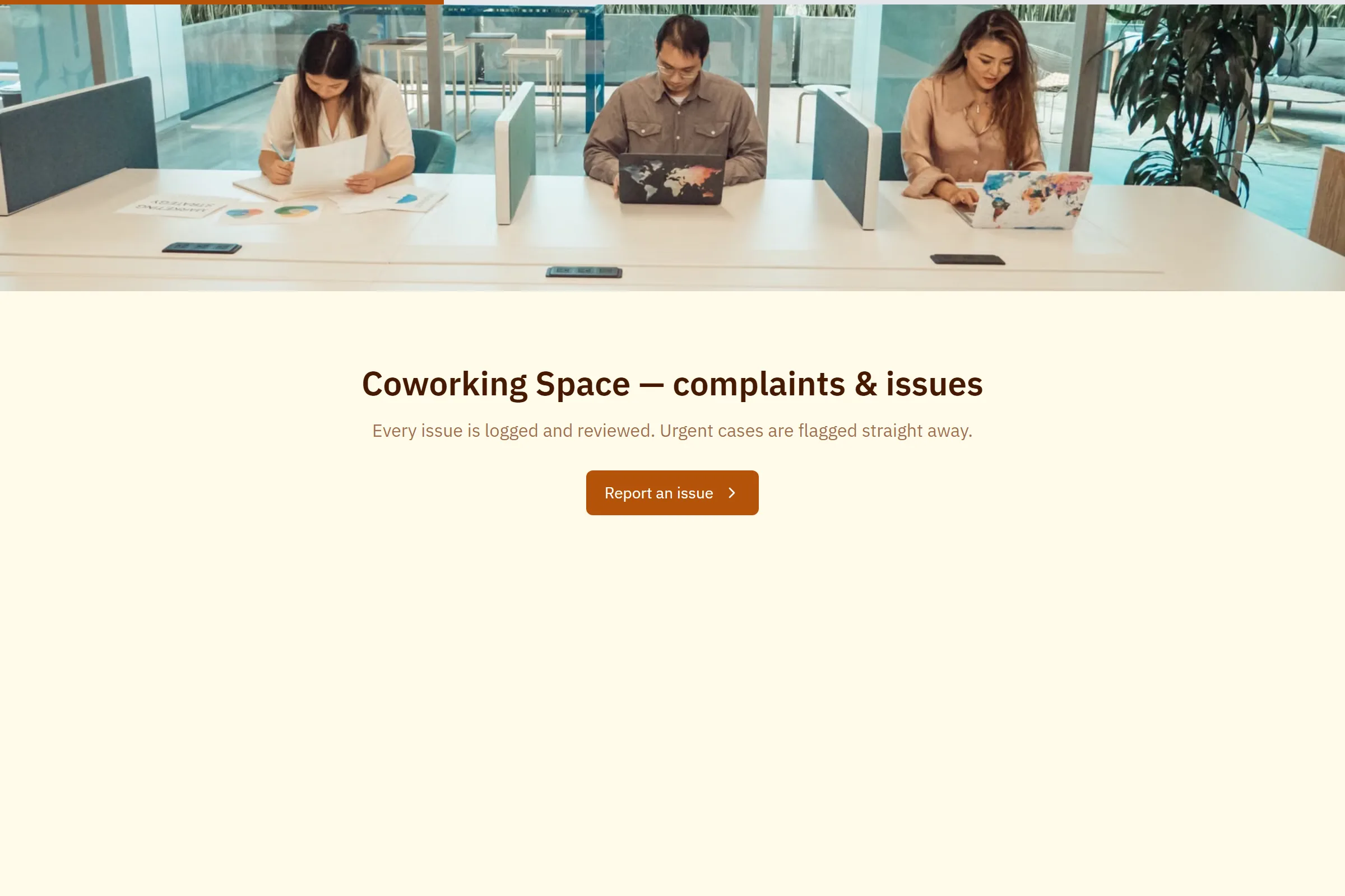 Coworking Space Complaint / Issue Form template preview