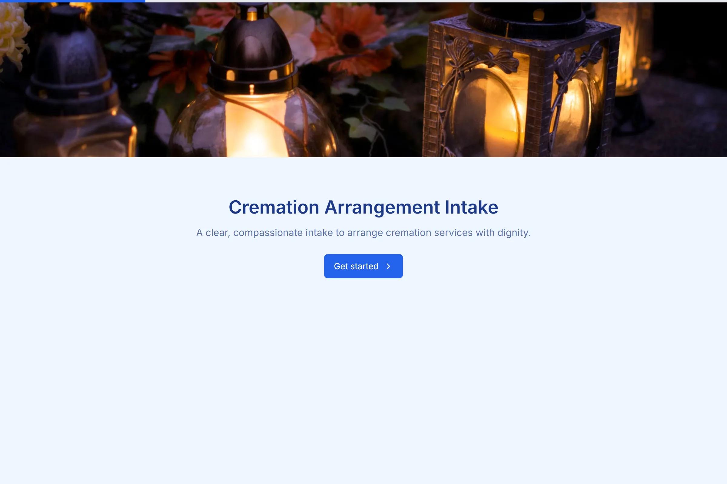 Cremation Arrangement Intake template preview
