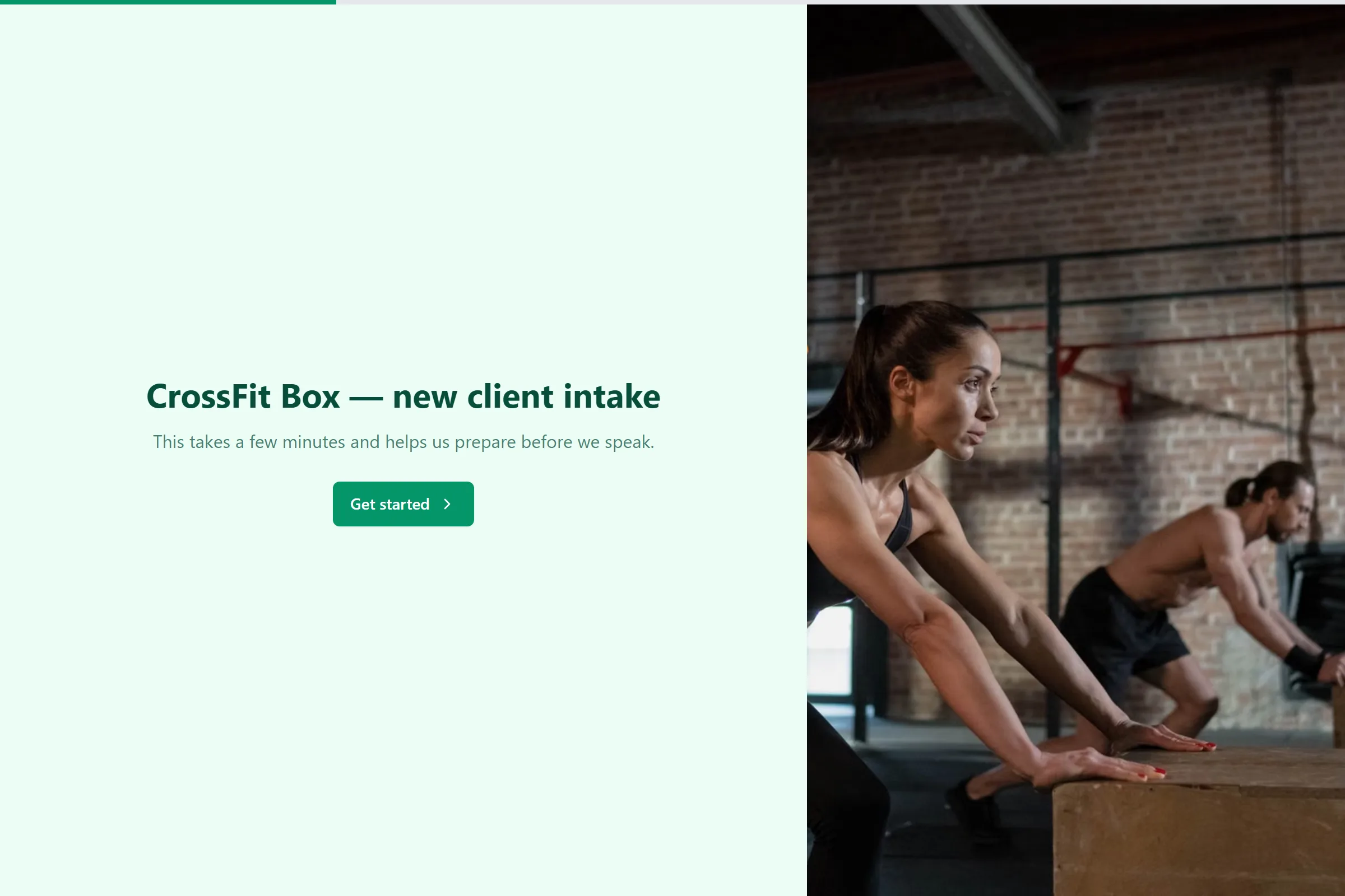 CrossFit Box New Client Intake template preview