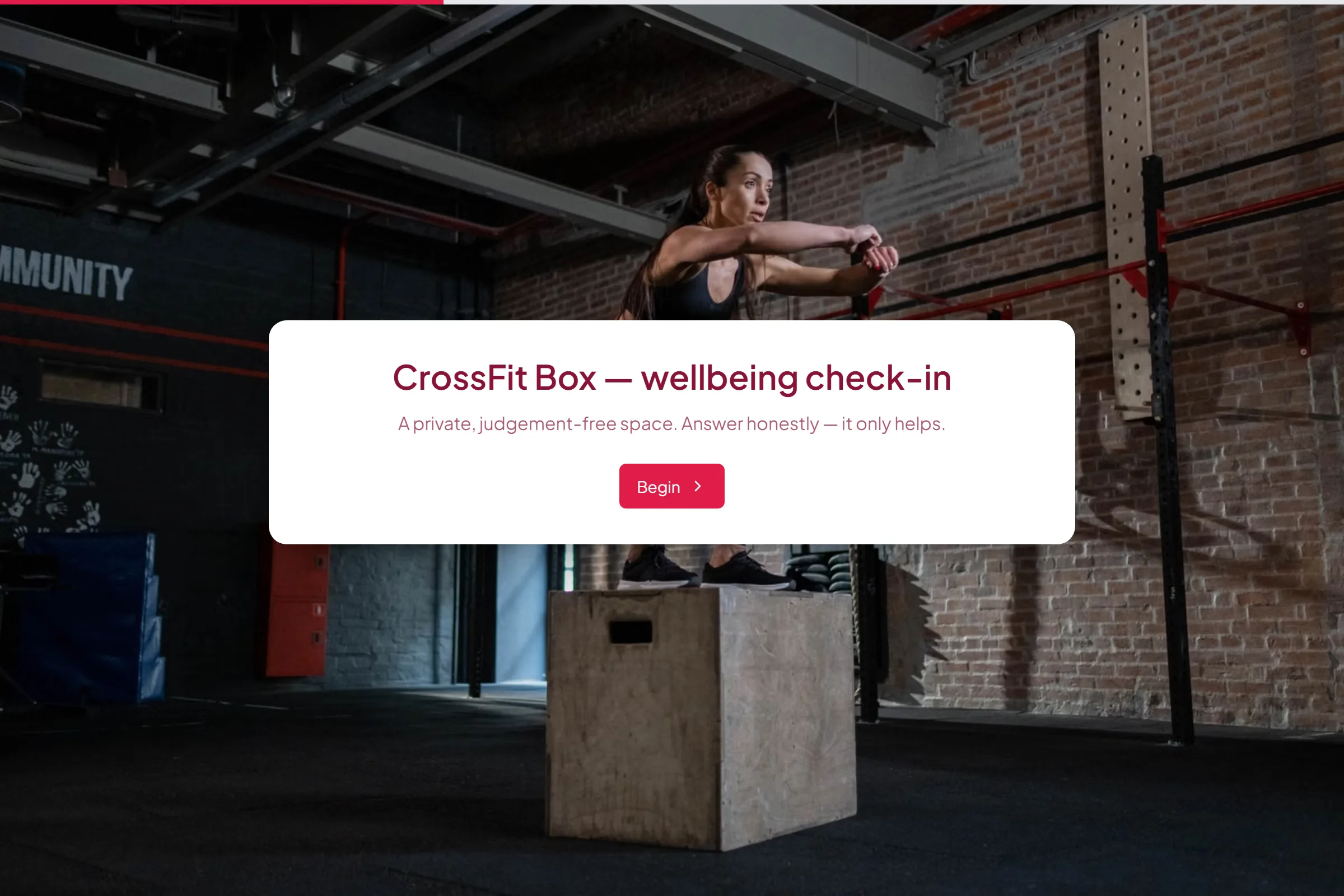 CrossFit Box Wellbeing Check-in template preview