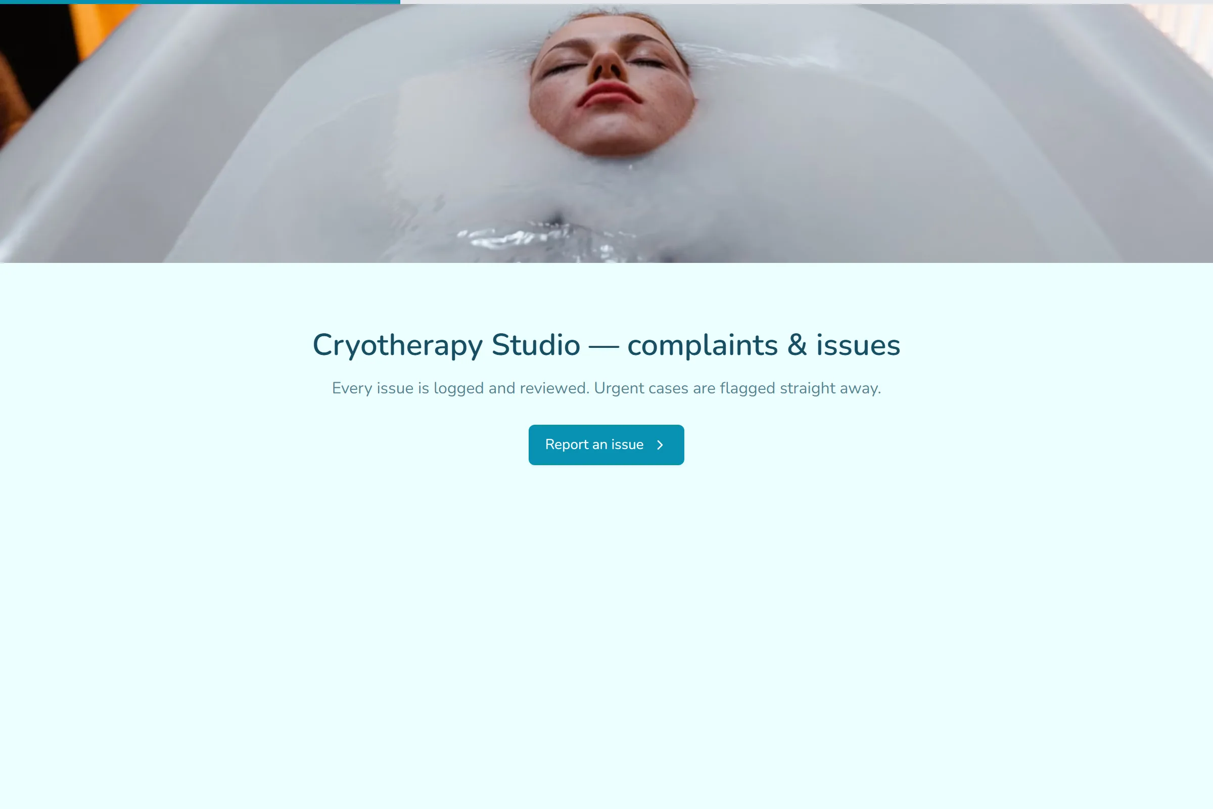 Cryotherapy Studio Complaint / Issue Form template preview