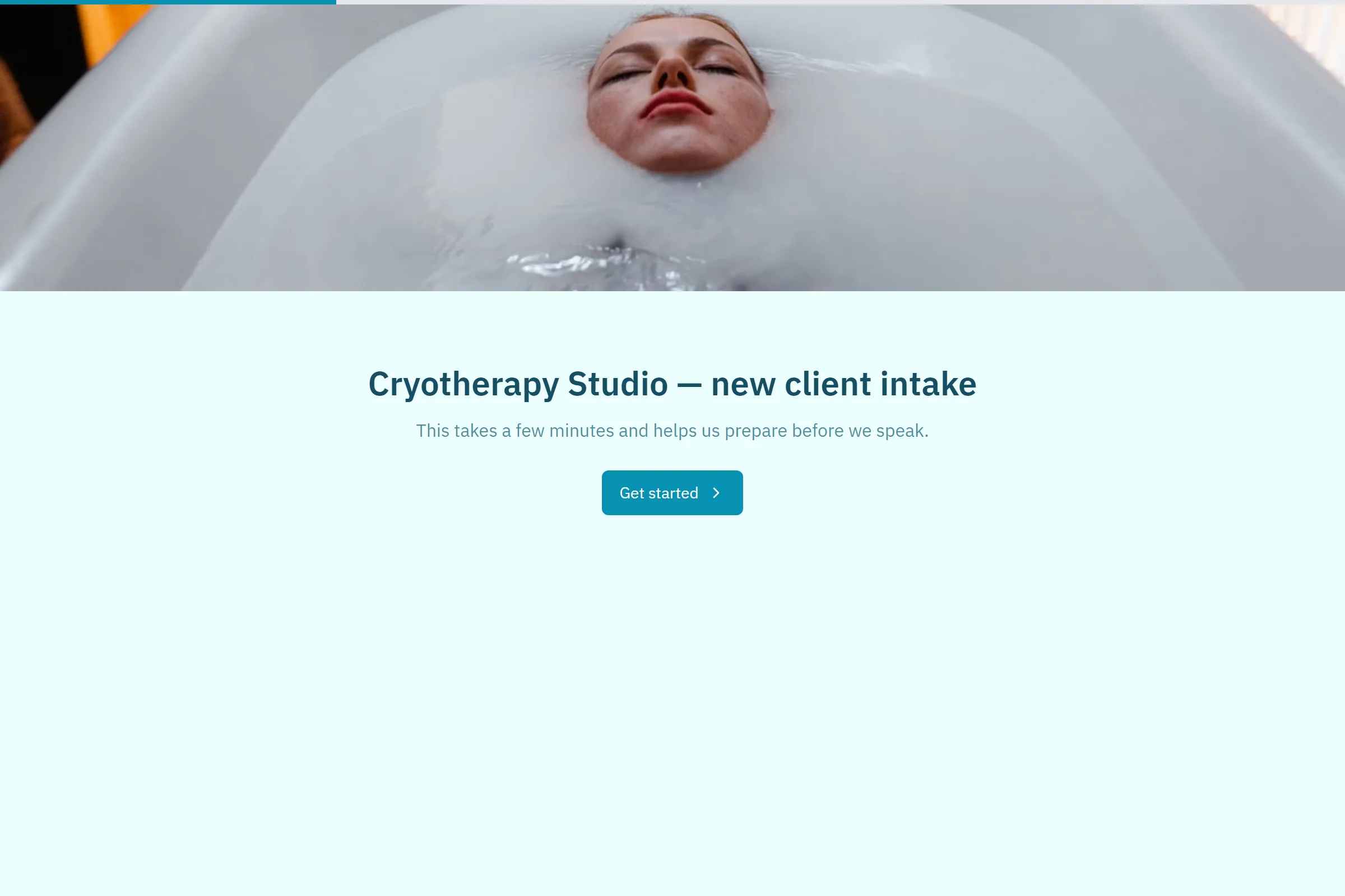 Cryotherapy Studio New Client Intake template preview