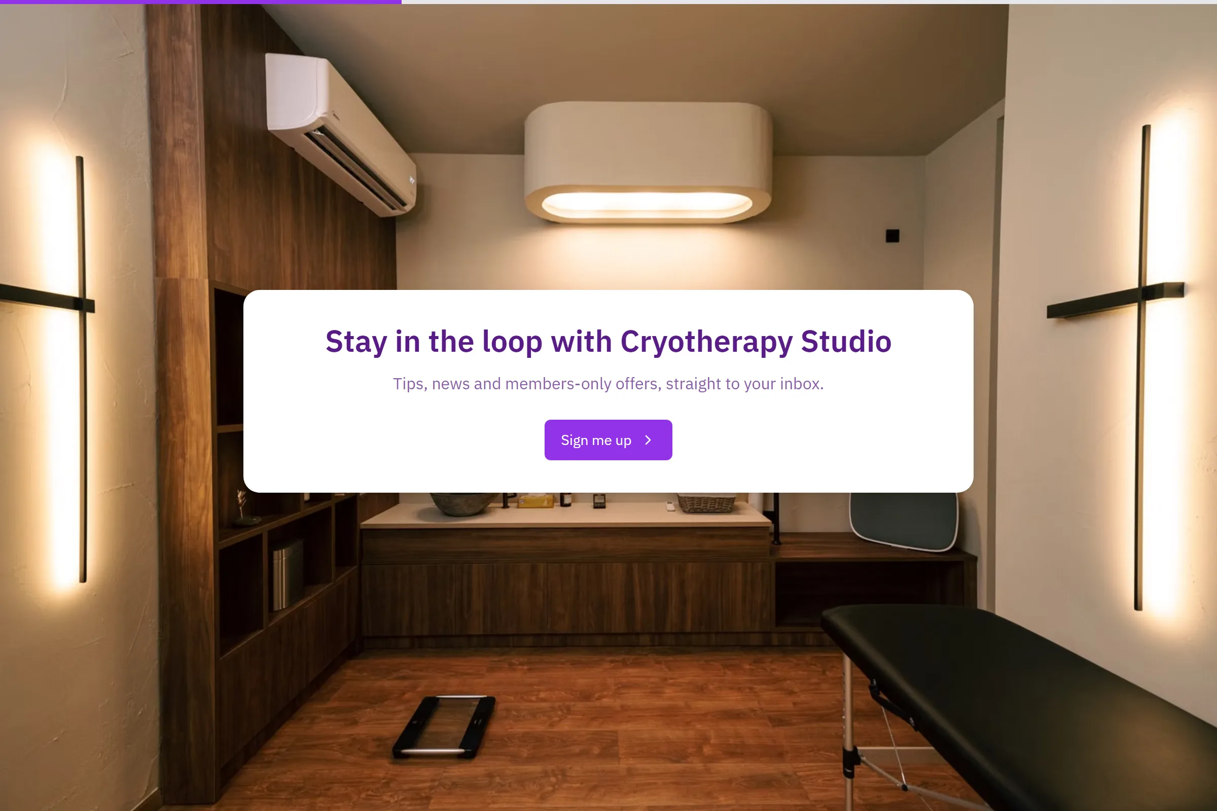 Cryotherapy Studio Newsletter & Updates Signup template preview