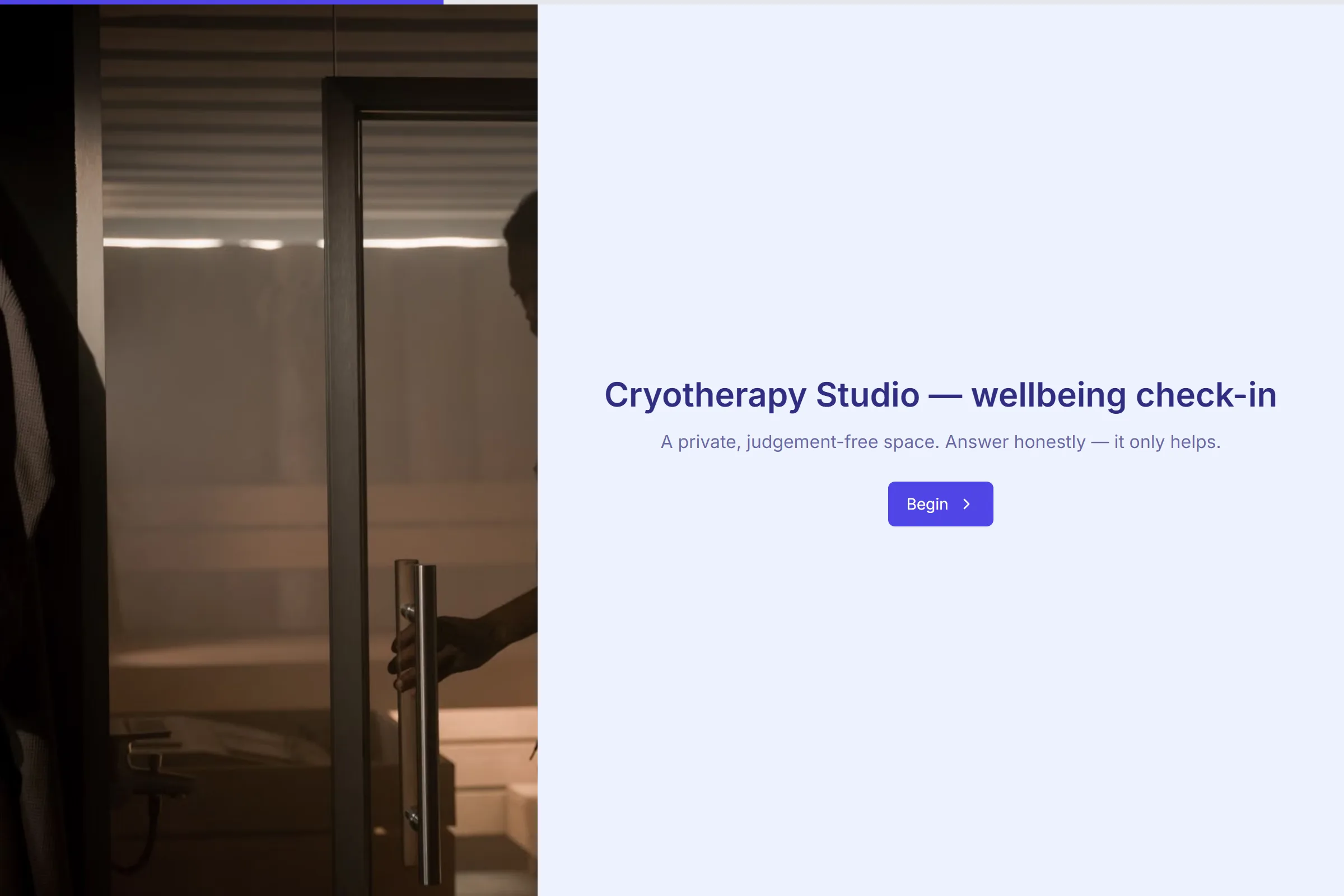 Cryotherapy Studio Wellbeing Check-in template preview