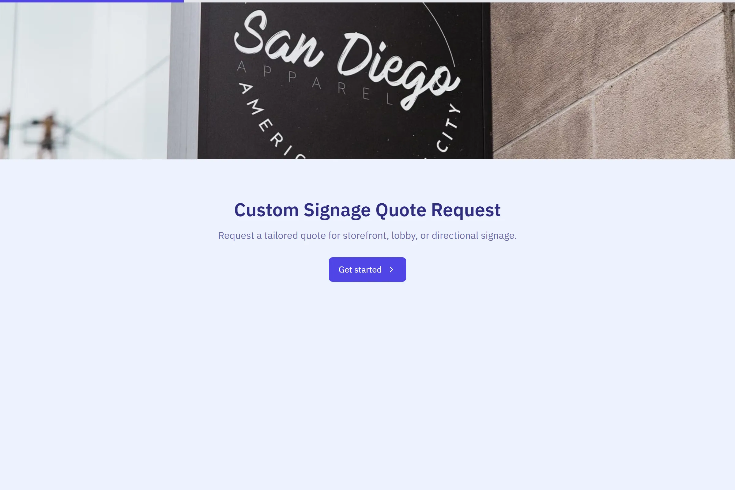 Custom Signage Quote Request template preview