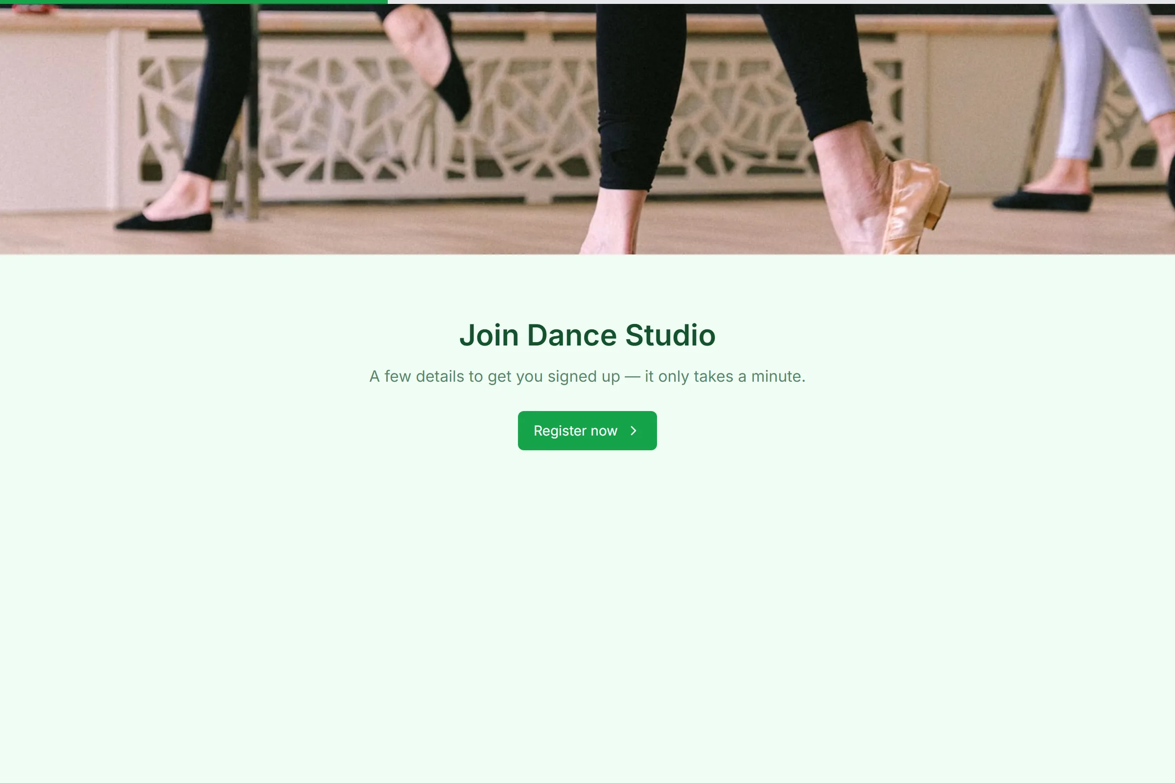 Dance Studio Class Registration template preview