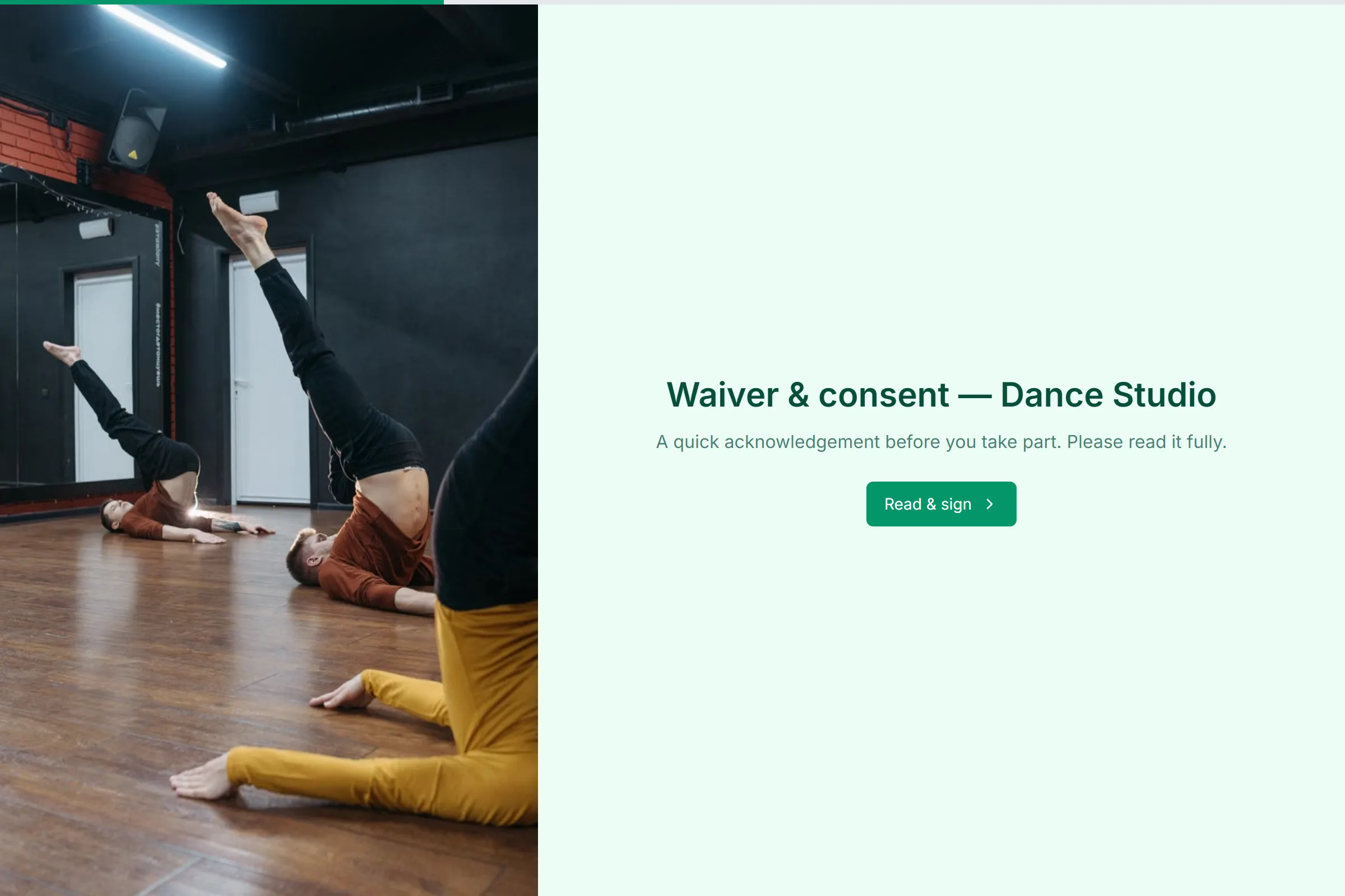 Dance Studio Liability Waiver & Consent template preview