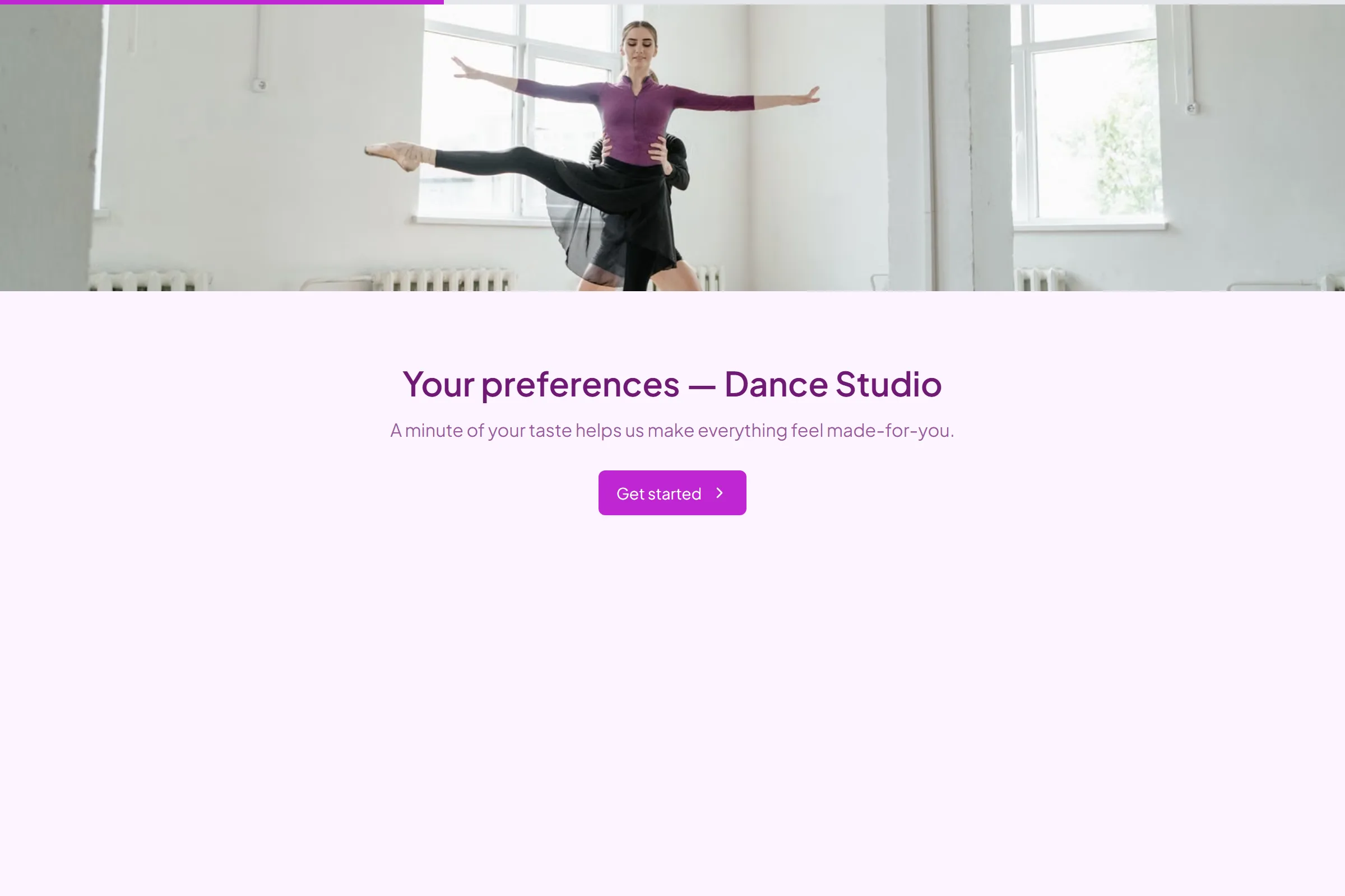 Dance Studio Style & Preferences template preview