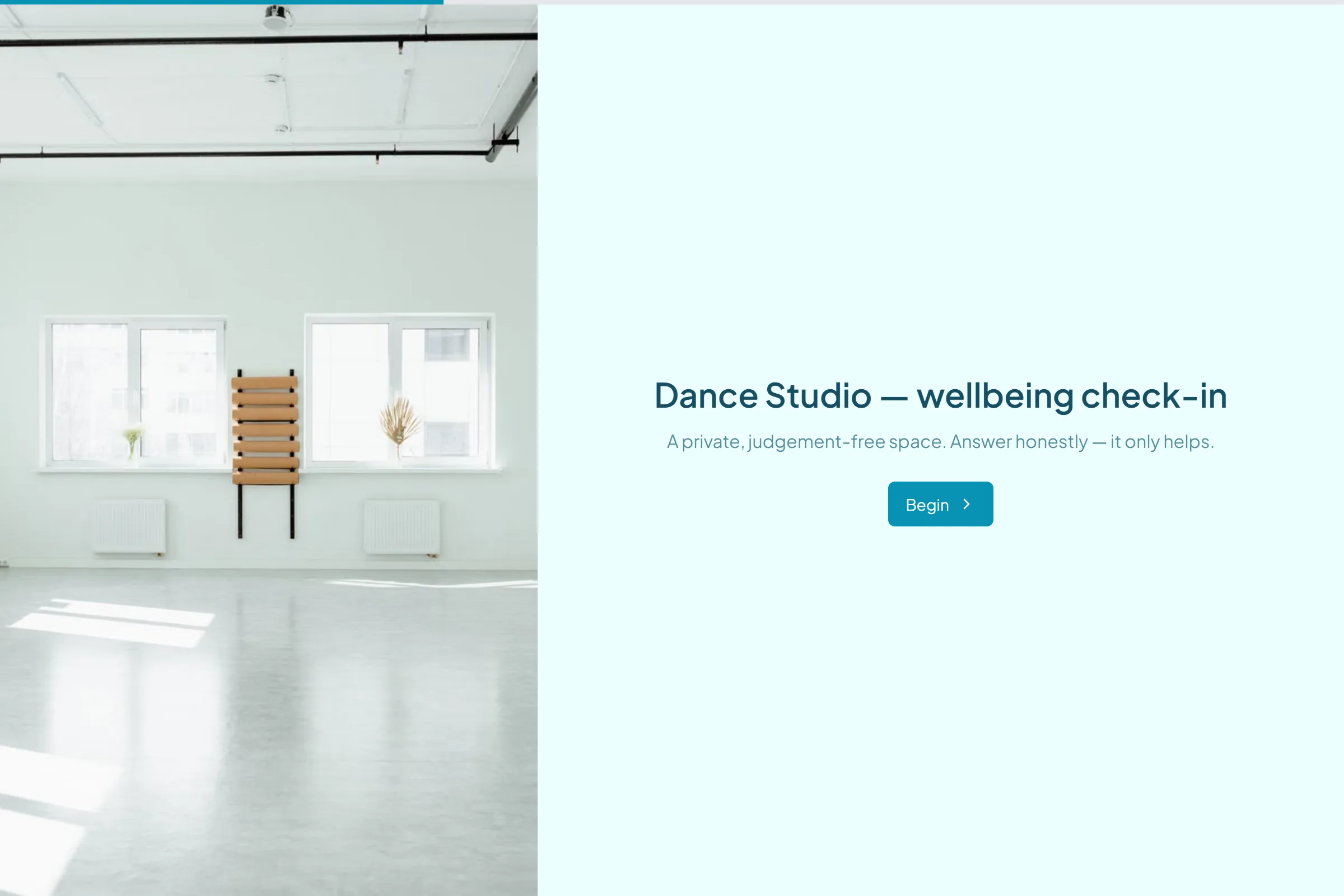 Dance Studio Wellbeing Check-in template preview