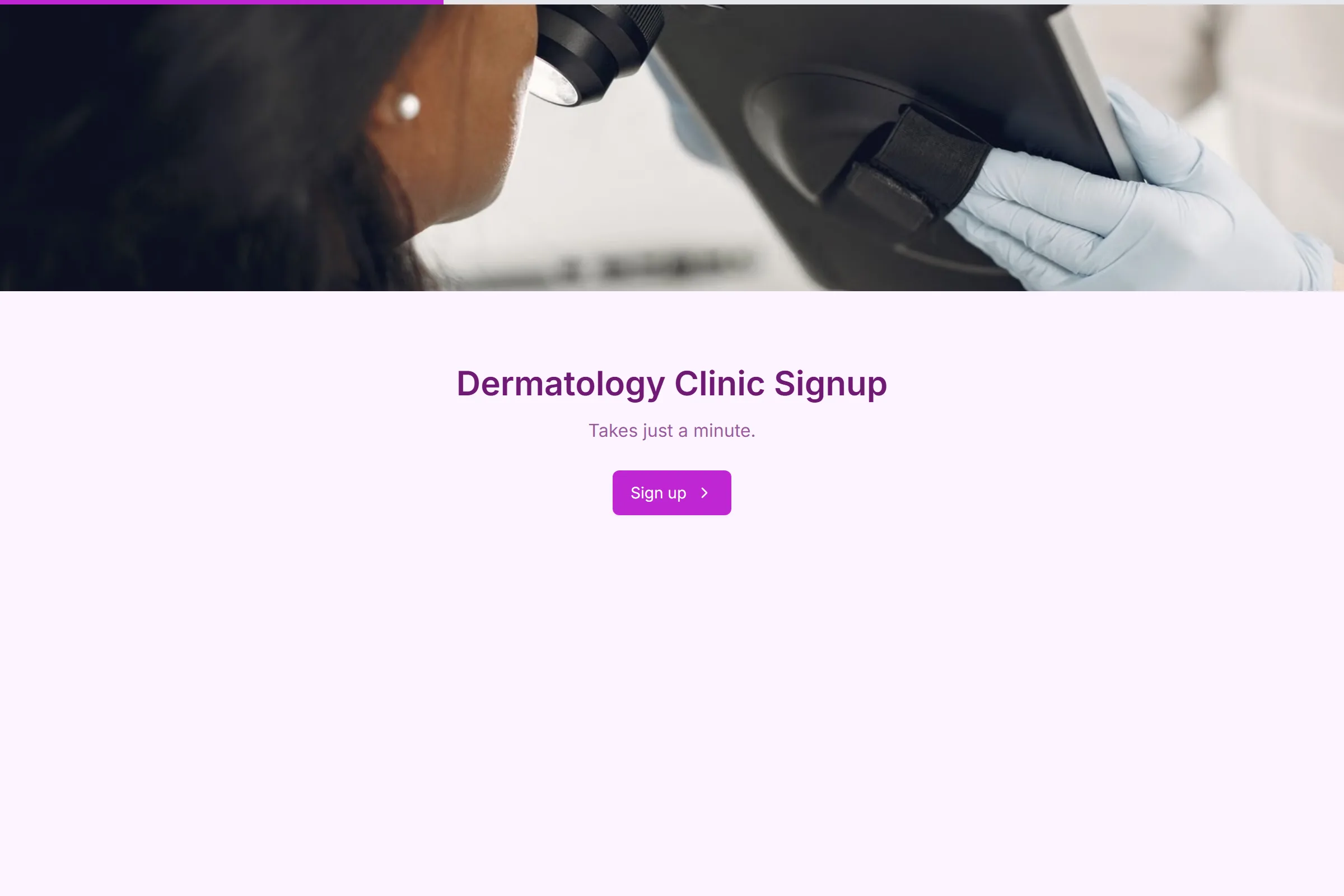 Dermatology Clinic Signup template preview