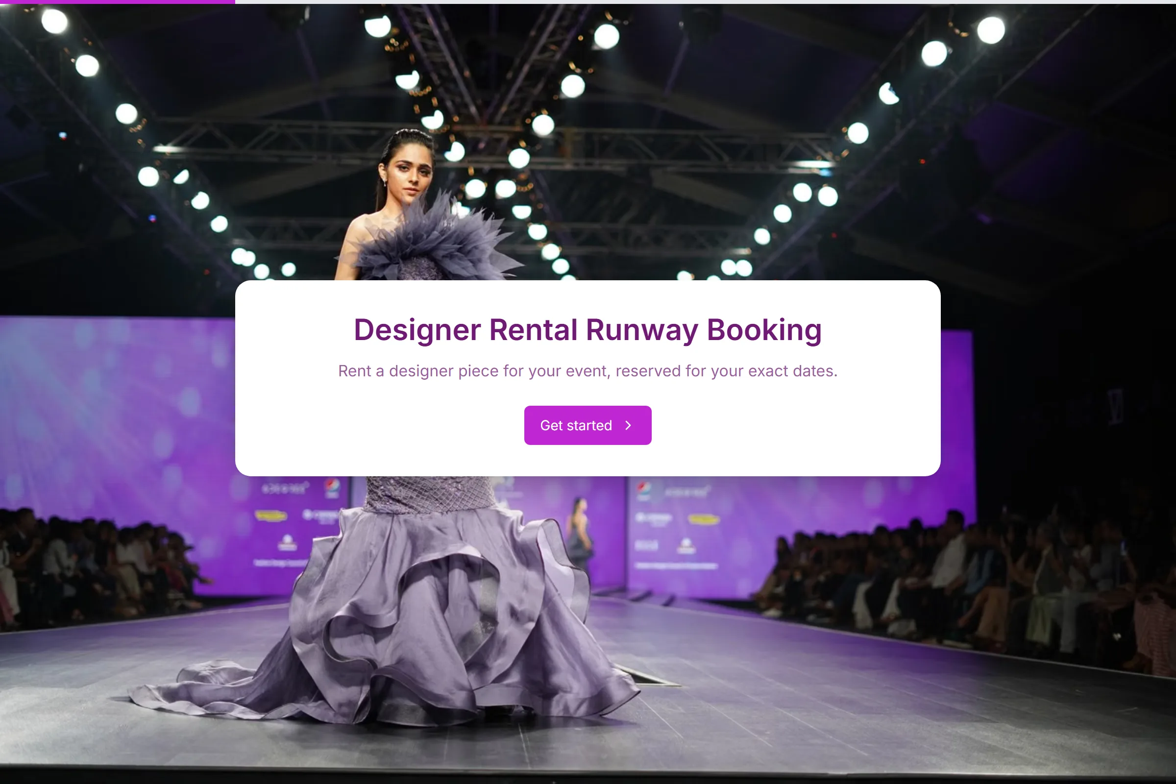 Designer Rental Runway Booking template preview