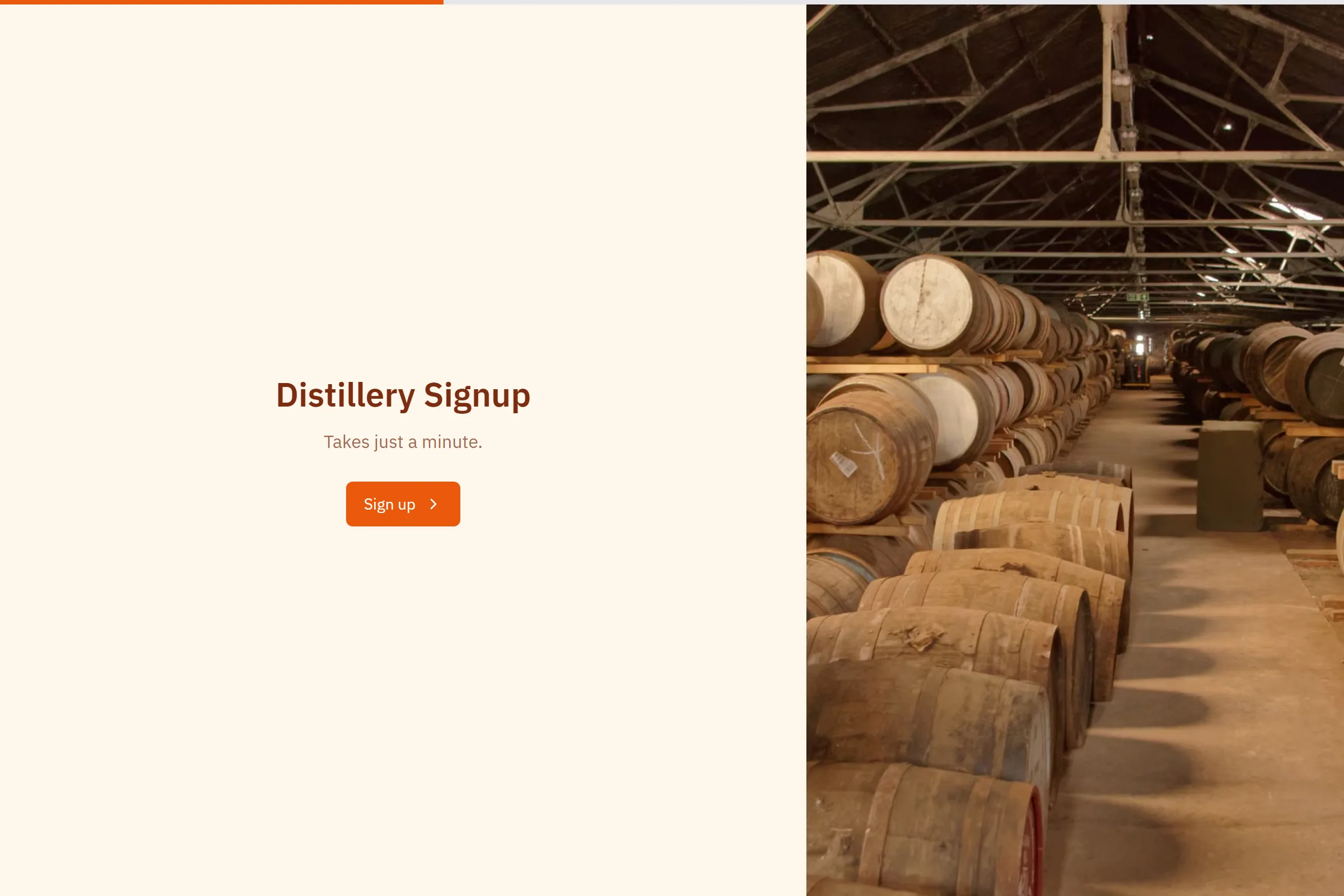 Distillery Signup template preview