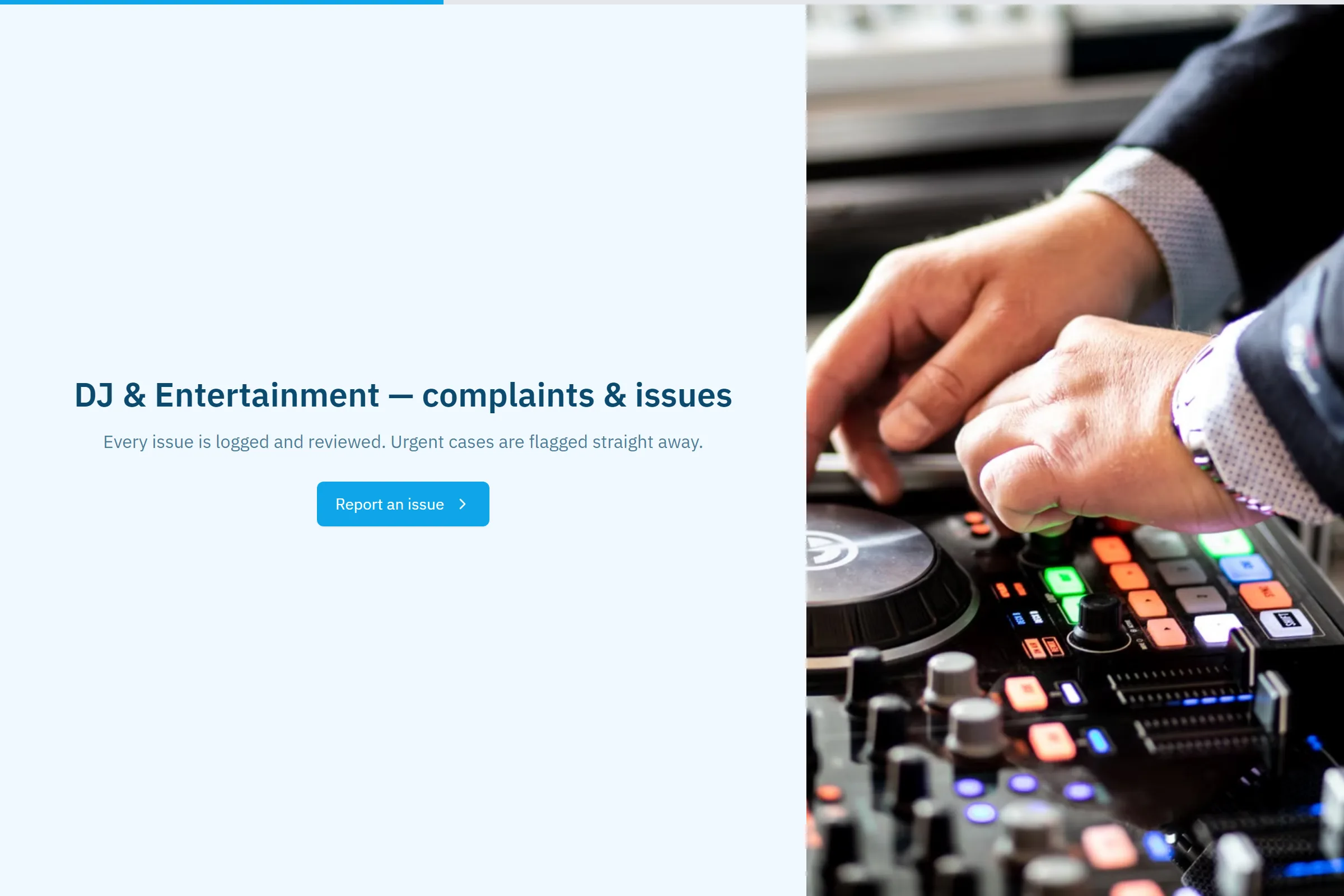 DJ & Entertainment Complaint / Issue Form template preview
