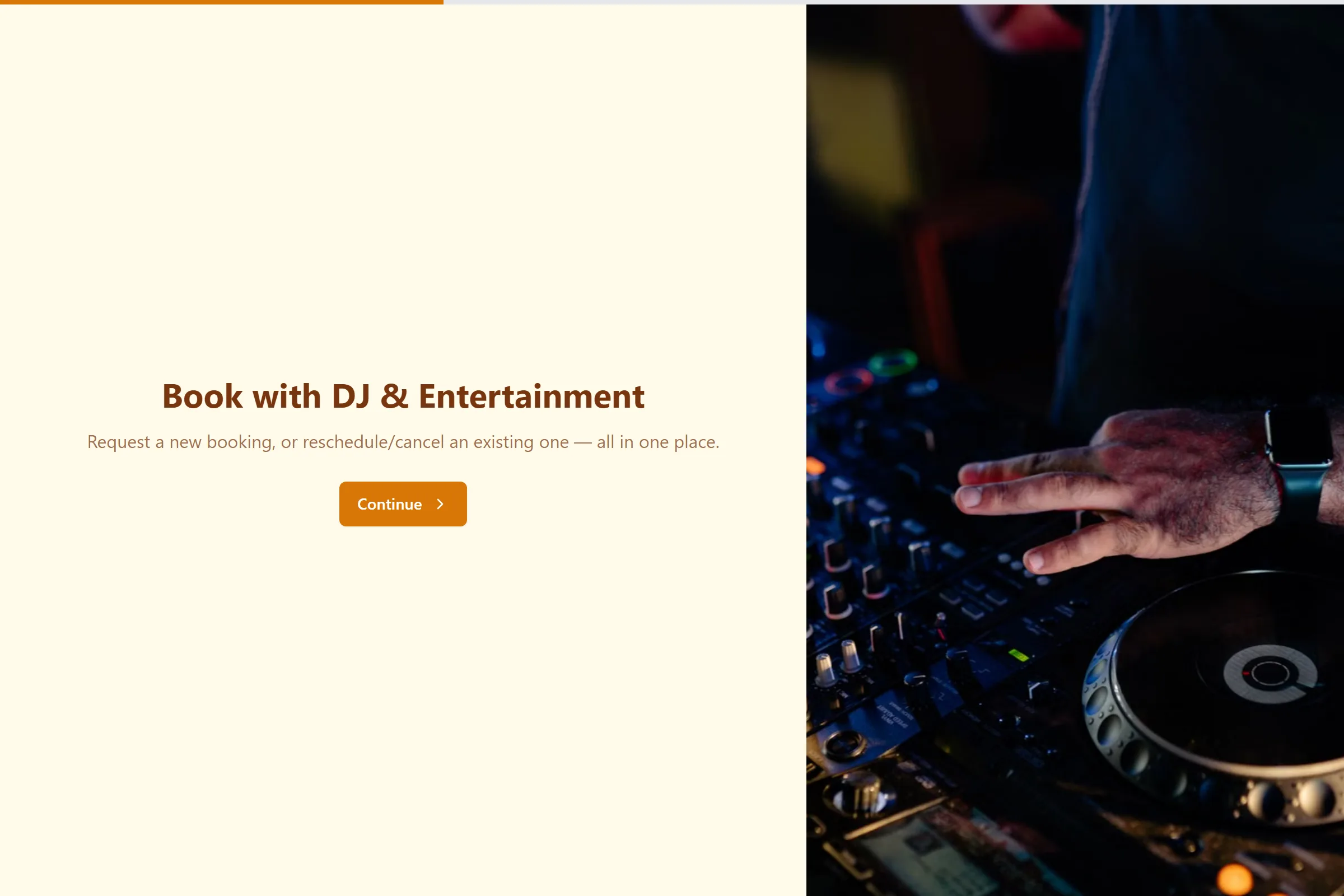 DJ & Entertainment Tasting Booking template preview