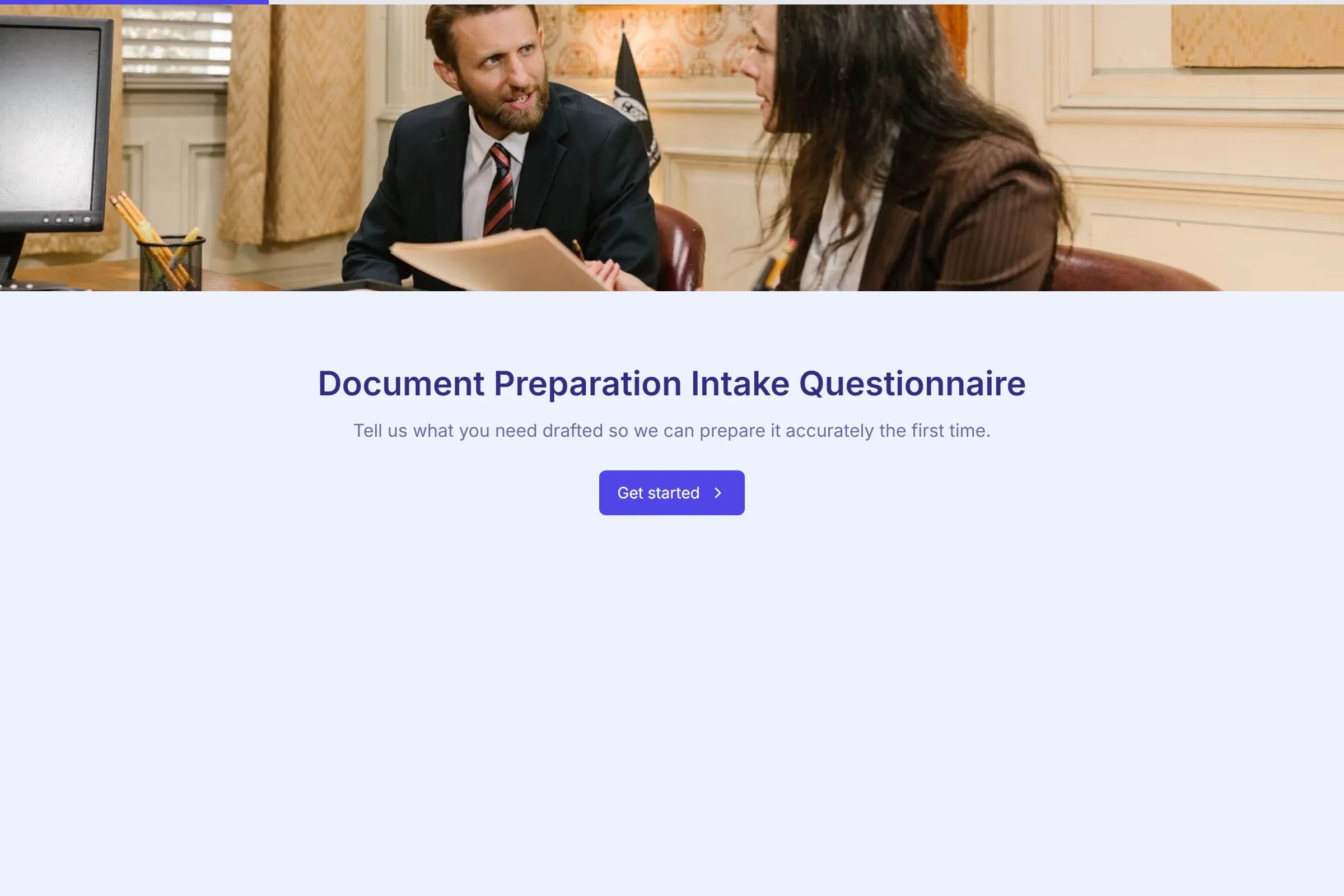 Document Preparation Intake Questionnaire template preview