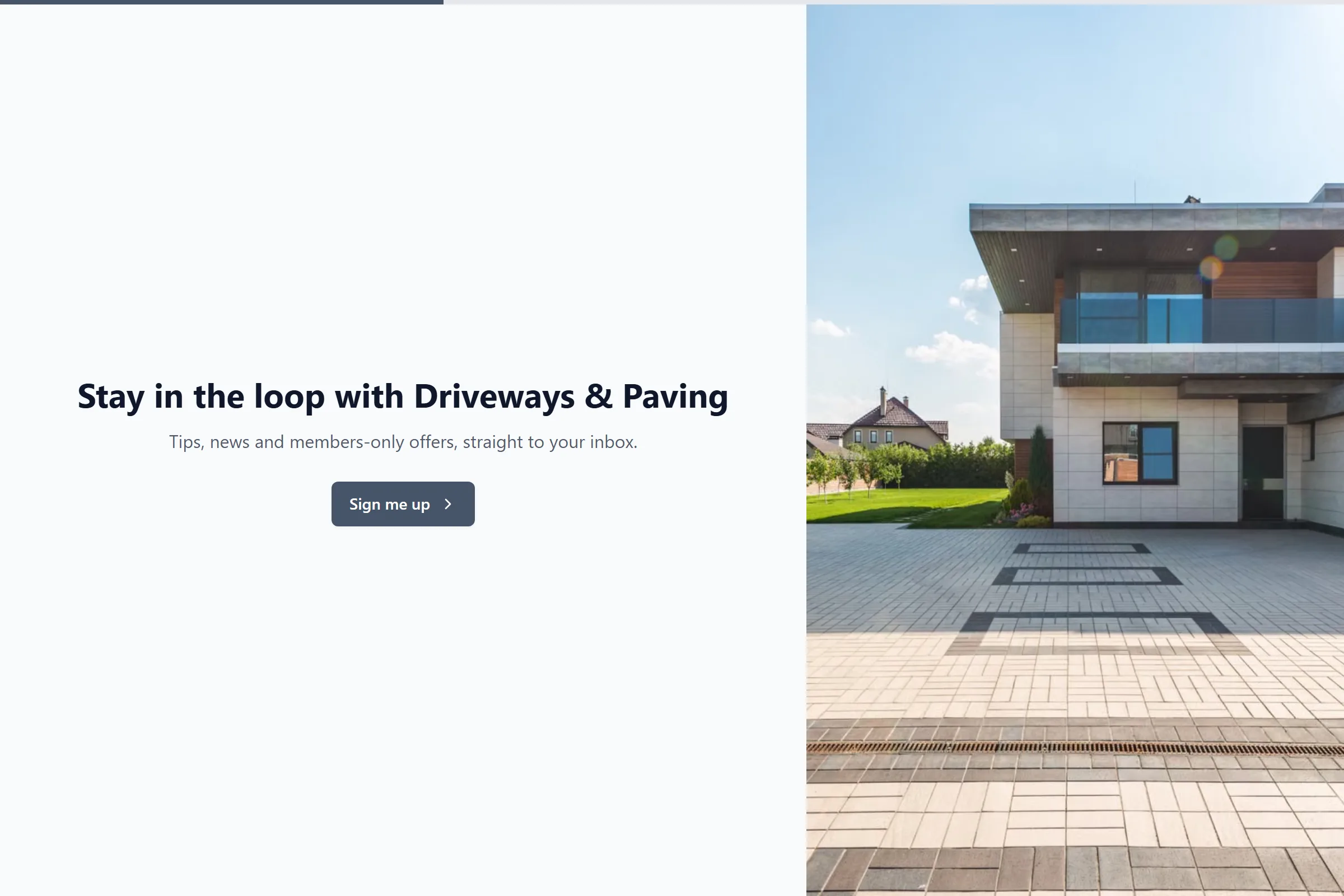 Driveways & Paving Newsletter & Updates Signup template preview