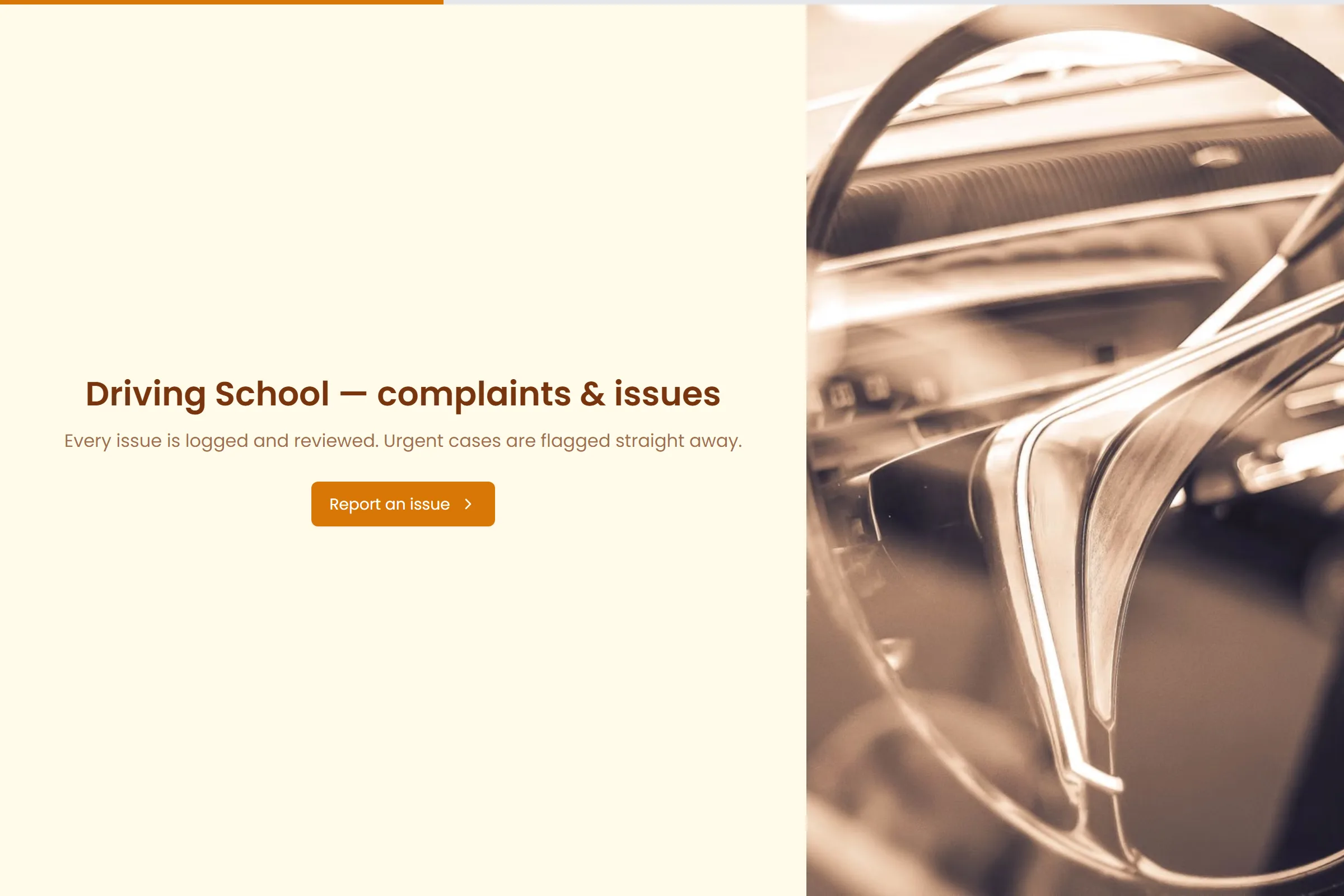 Driving School Complaint / Issue Form template preview