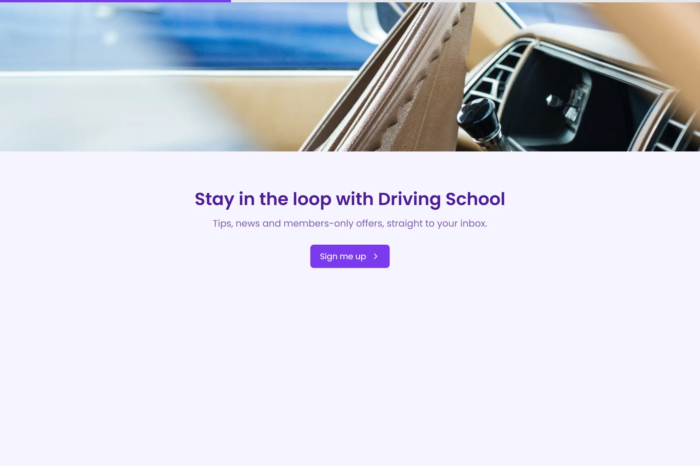Driving School Newsletter & Updates Signup template preview