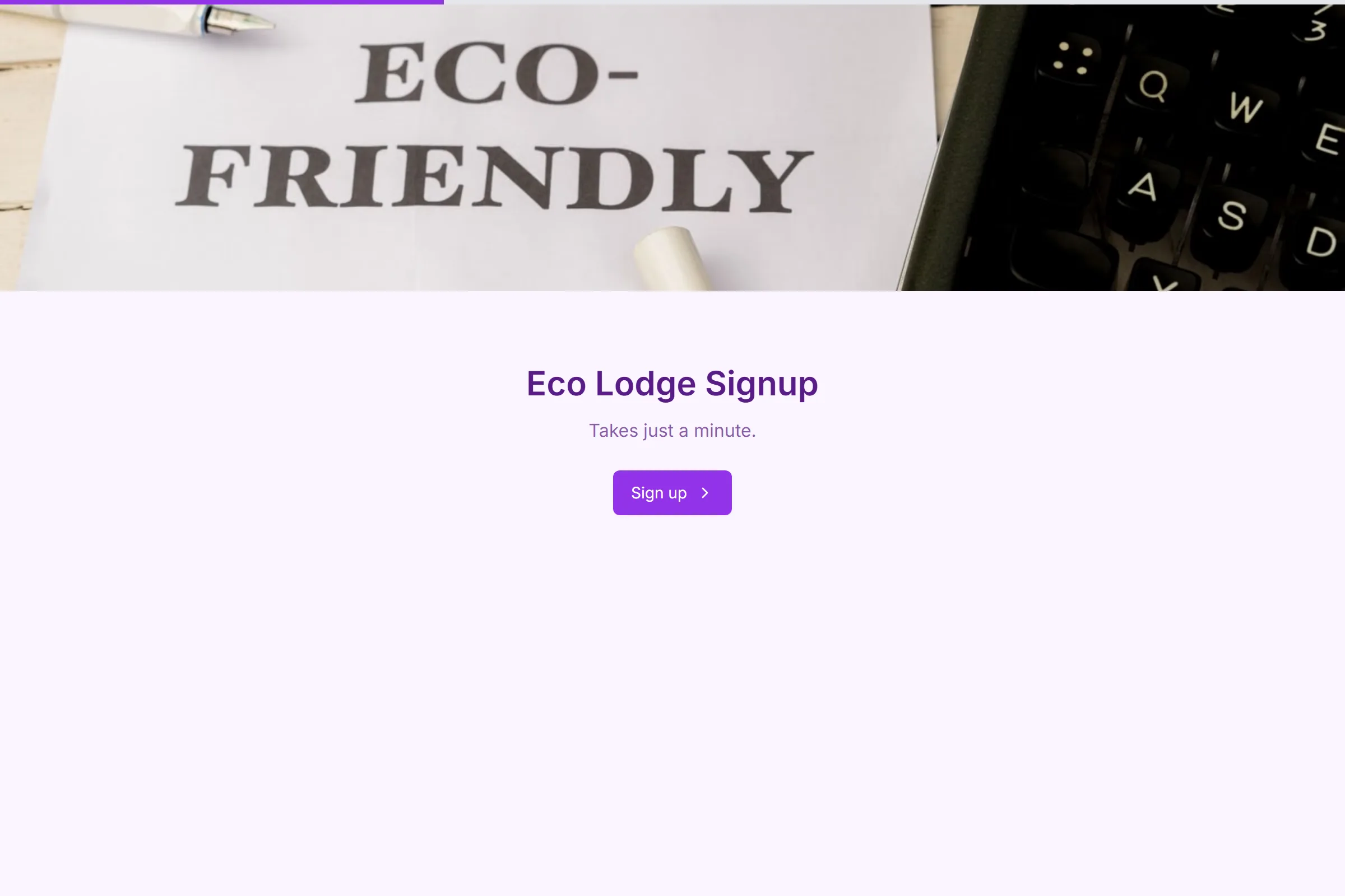 Eco Lodge Signup template preview