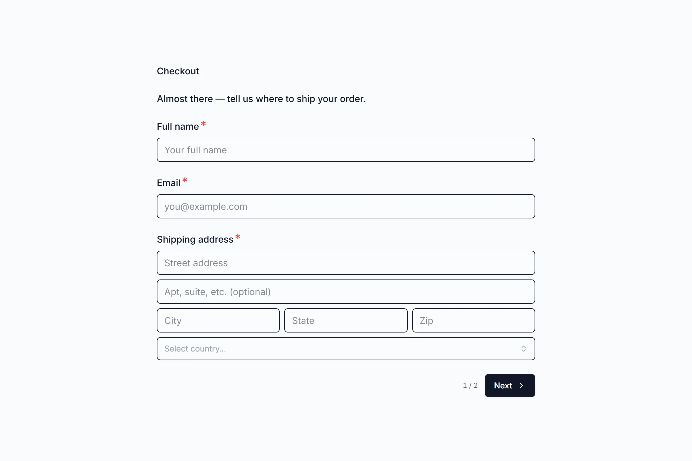 Ecommerce Checkout template preview