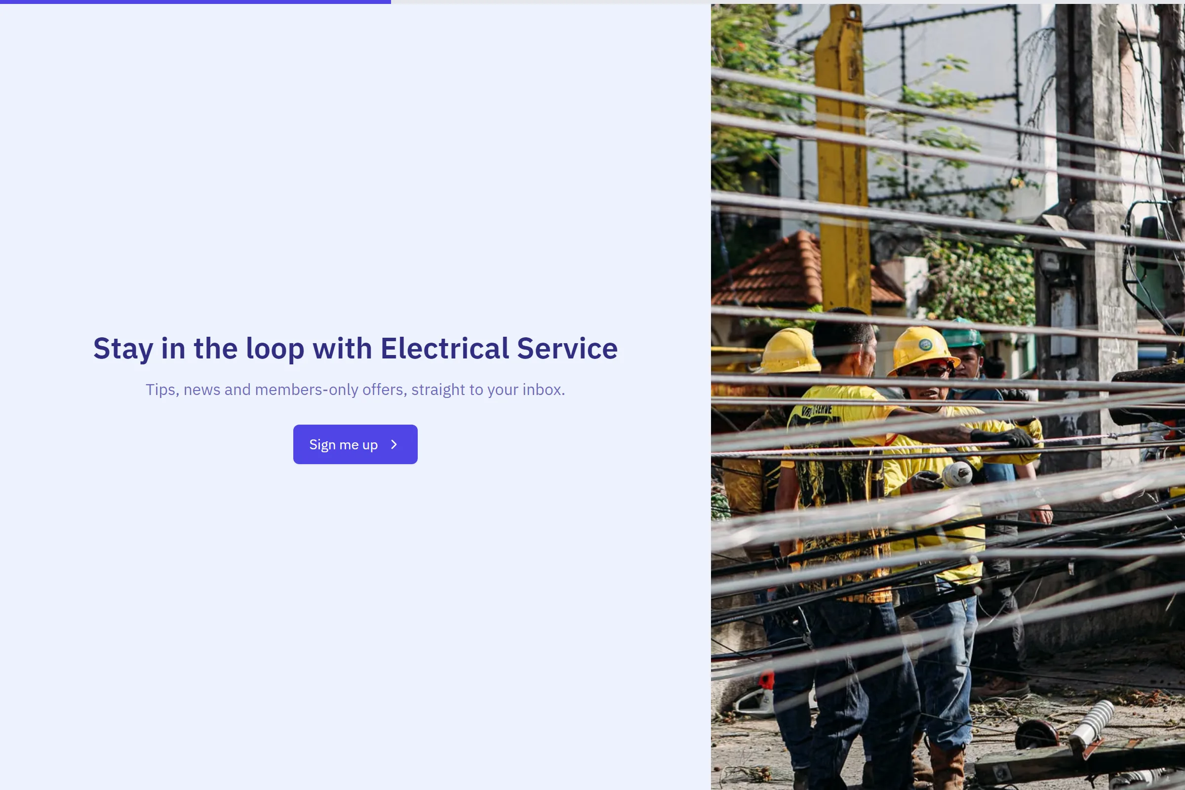 Electrical Service Newsletter & Updates Signup template preview