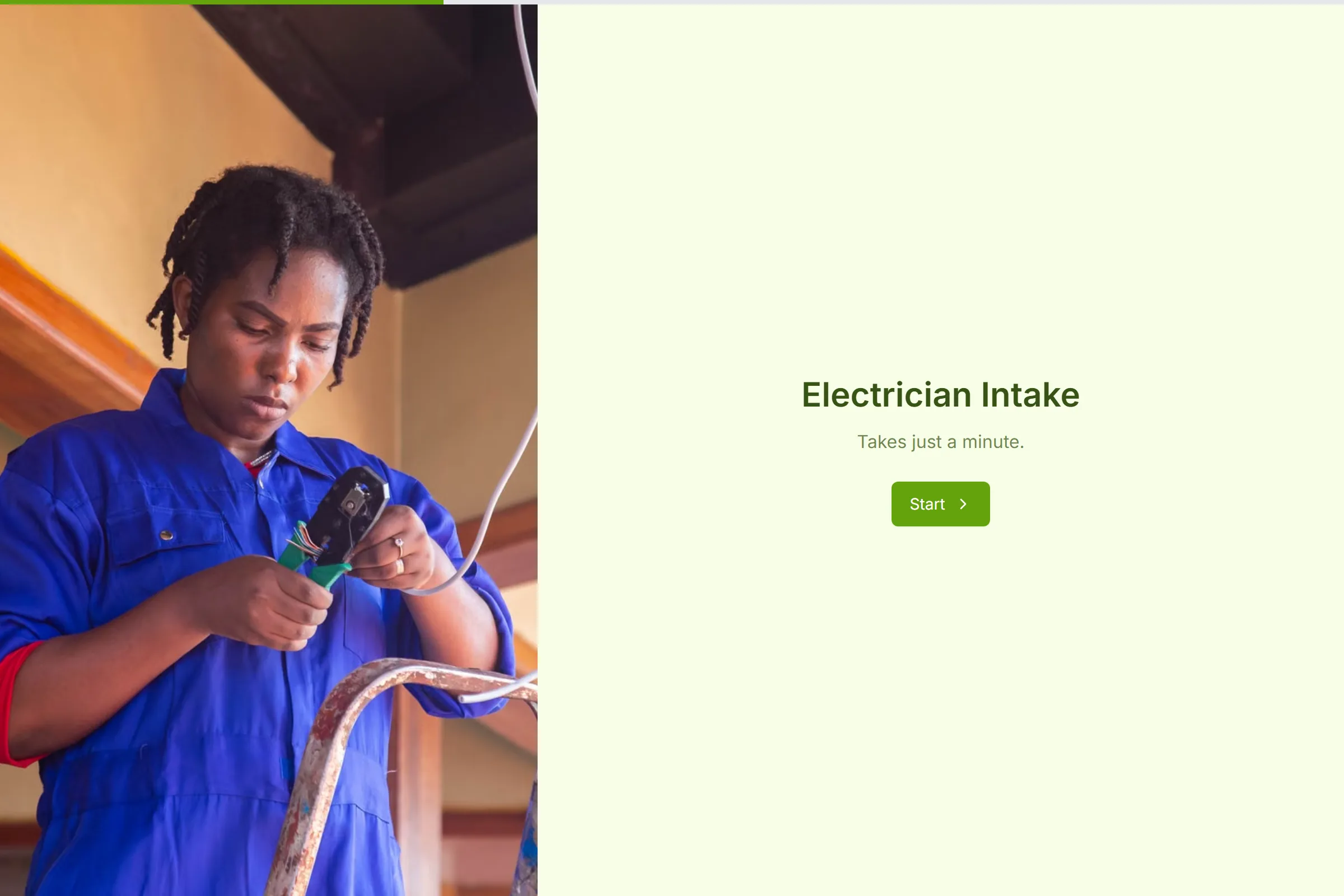 Electrician Intake template preview