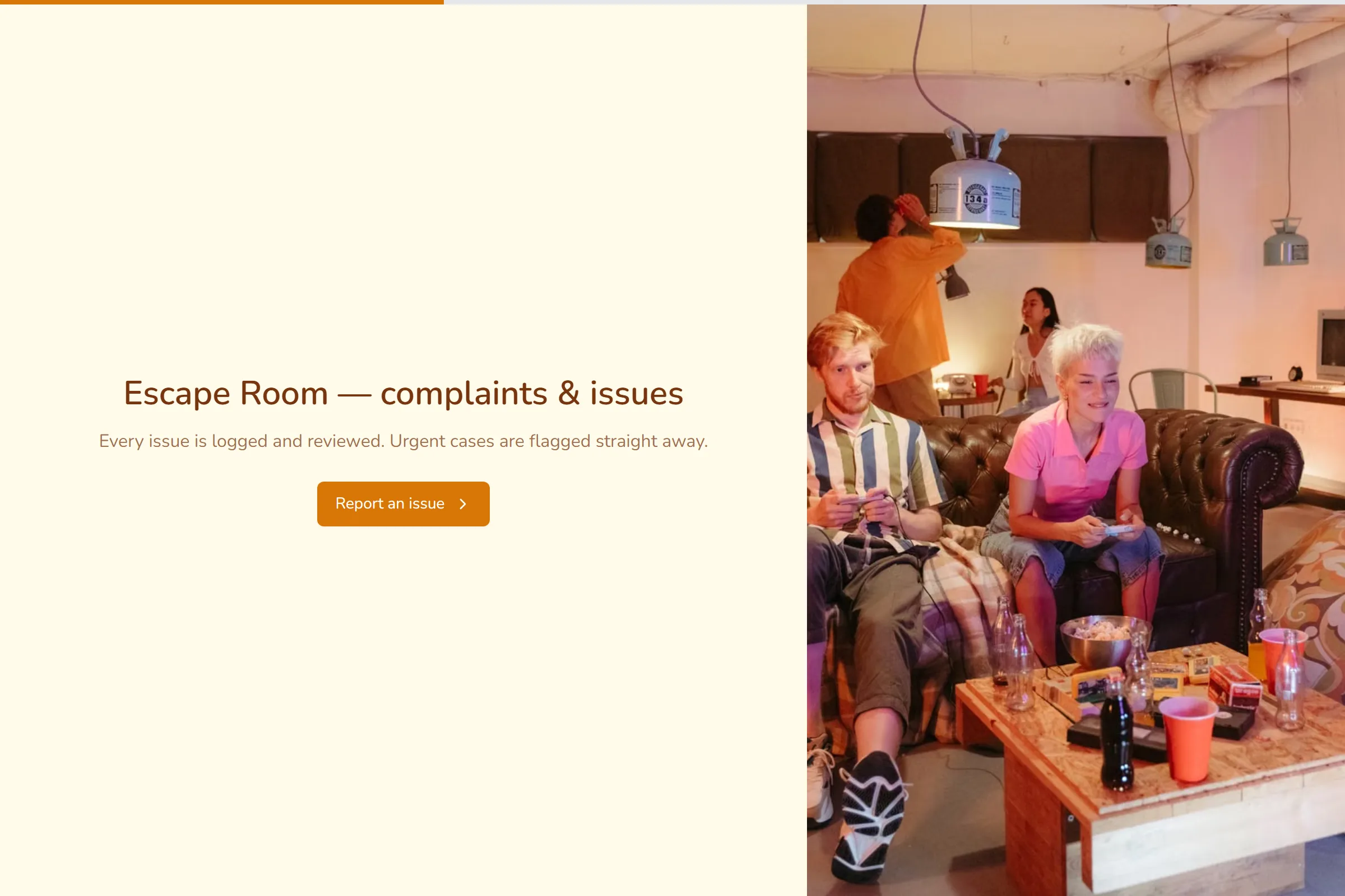 Escape Room Complaint / Issue Form template preview