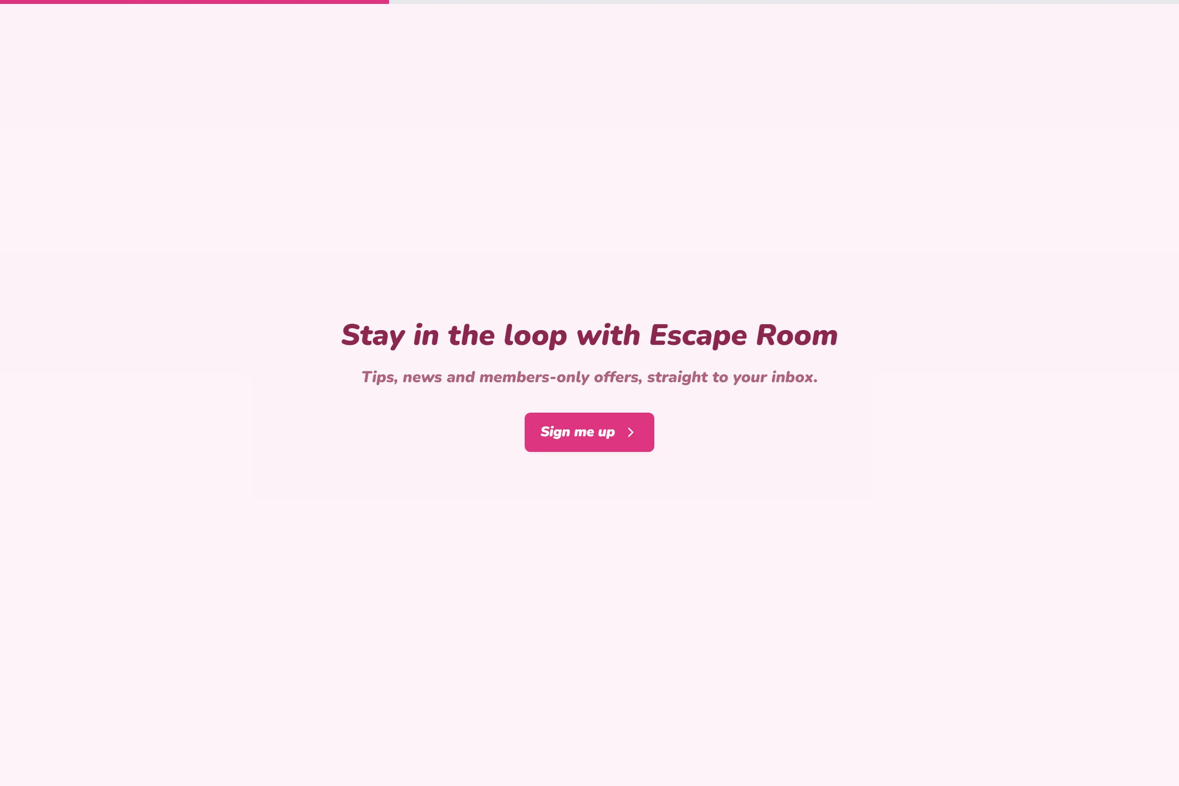Escape Room Newsletter & Updates Signup template preview