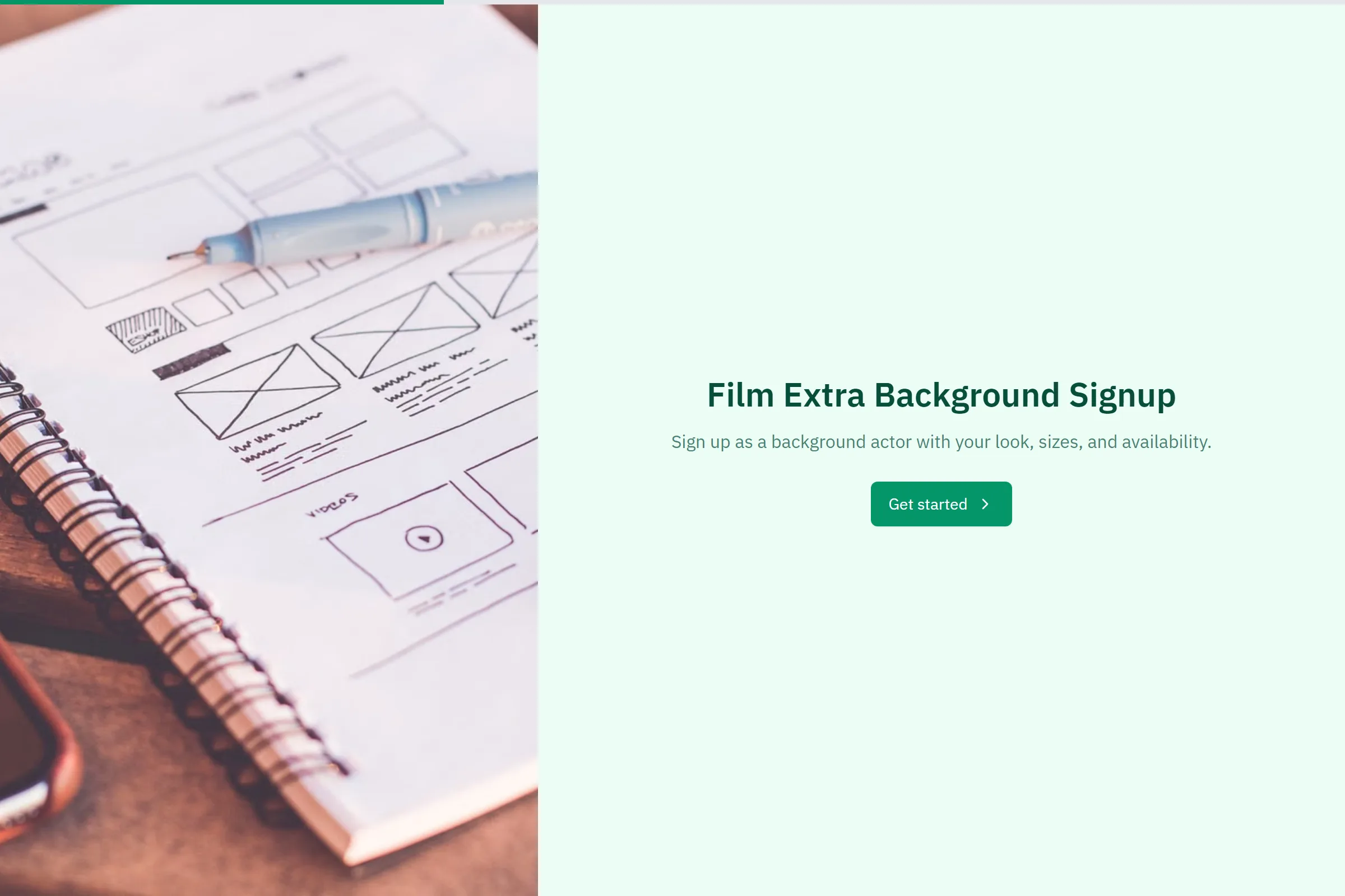 Film Extra Background Signup template preview