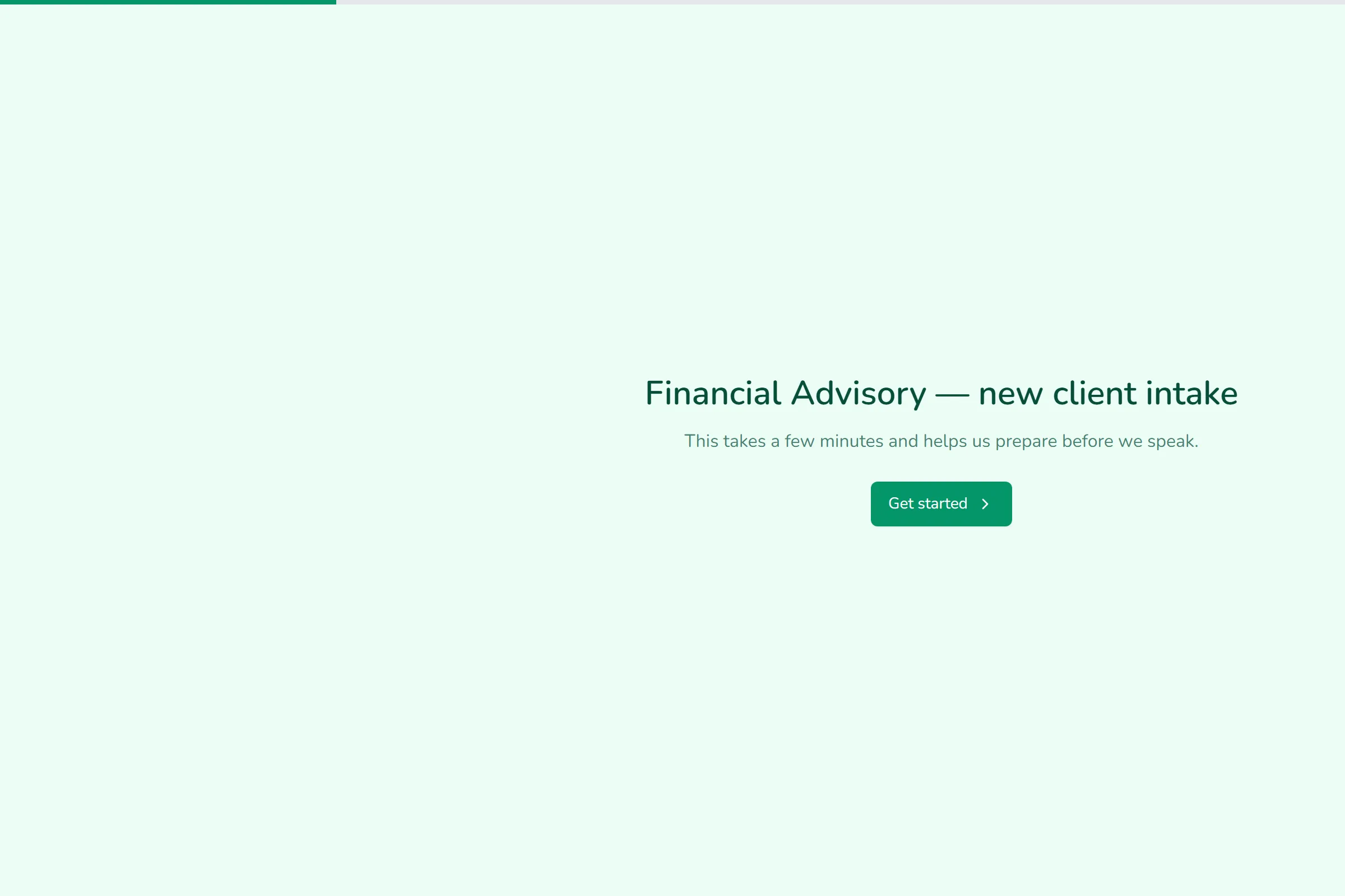 Financial Advisory New Client Intake template preview